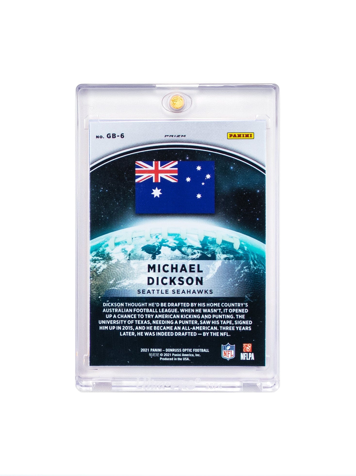 Panini Cards Michael Dickson Seattle Seahawks Panini NFL Optic 21 Silver Global Card