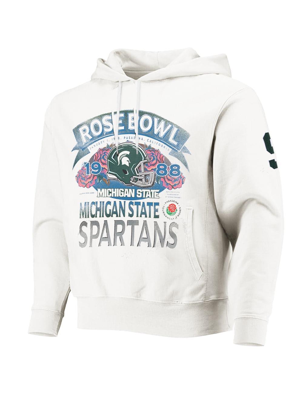 NCAA Branded Jumpers Michigan State Spartans NCAA 88 Rose Bowl Vintage Hoodie Jumper - Vintage White