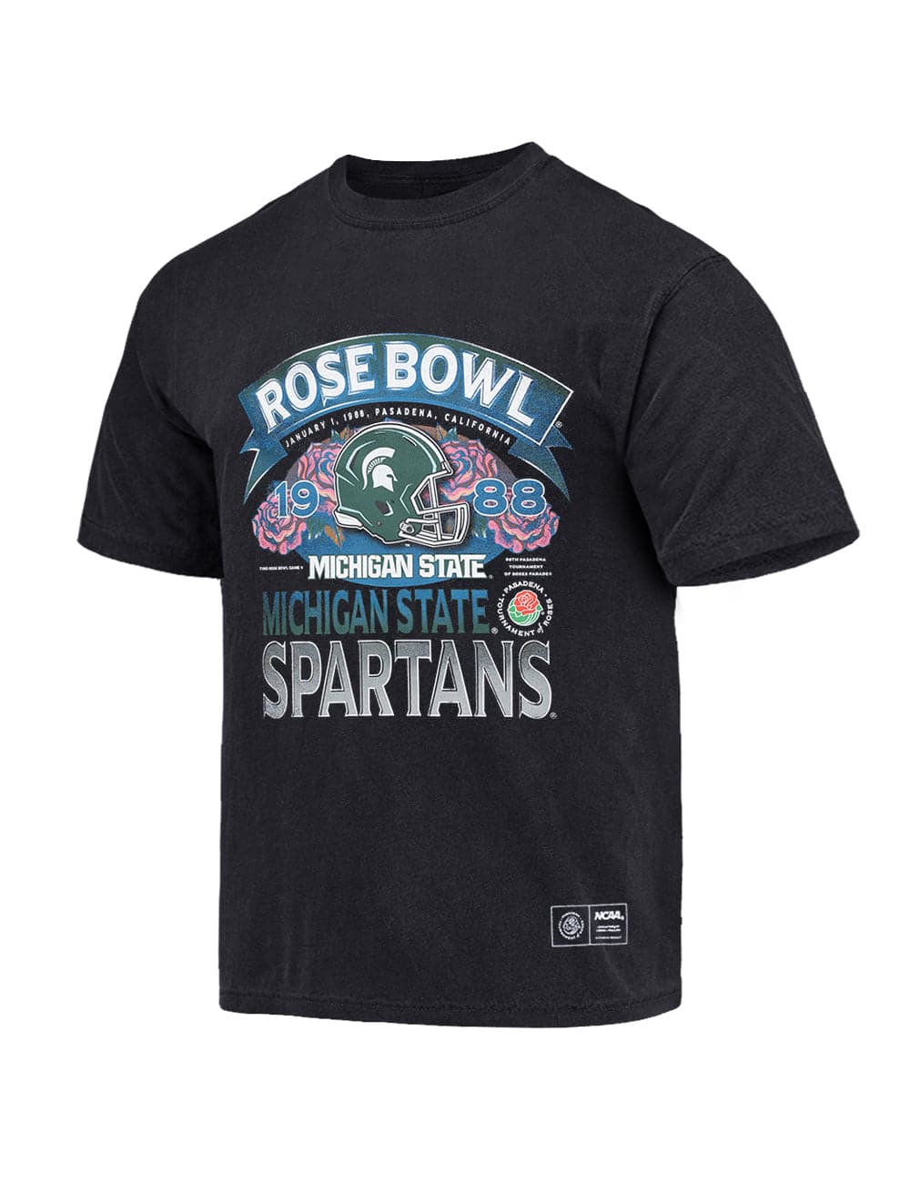 NCAA Branded T-Shirts Michigan State Spartans NCAA 88 Rose Bowl Vintage T-Shirt - Faded Black