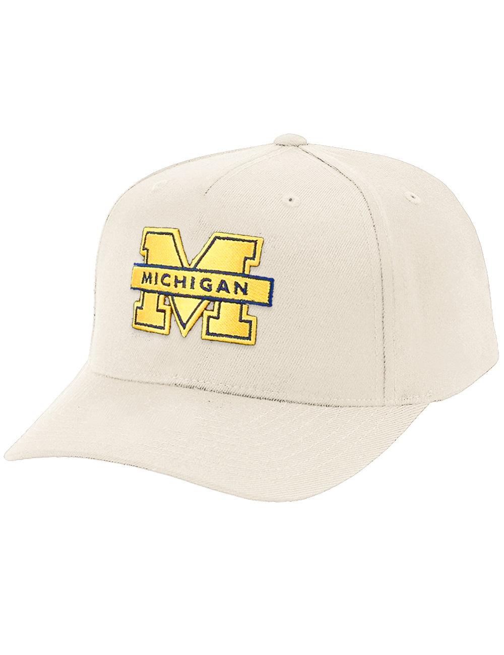 NCAA Branded Caps Michigan Wolverines NCAA Core Crest Team 110 Snapback Hat - Off White