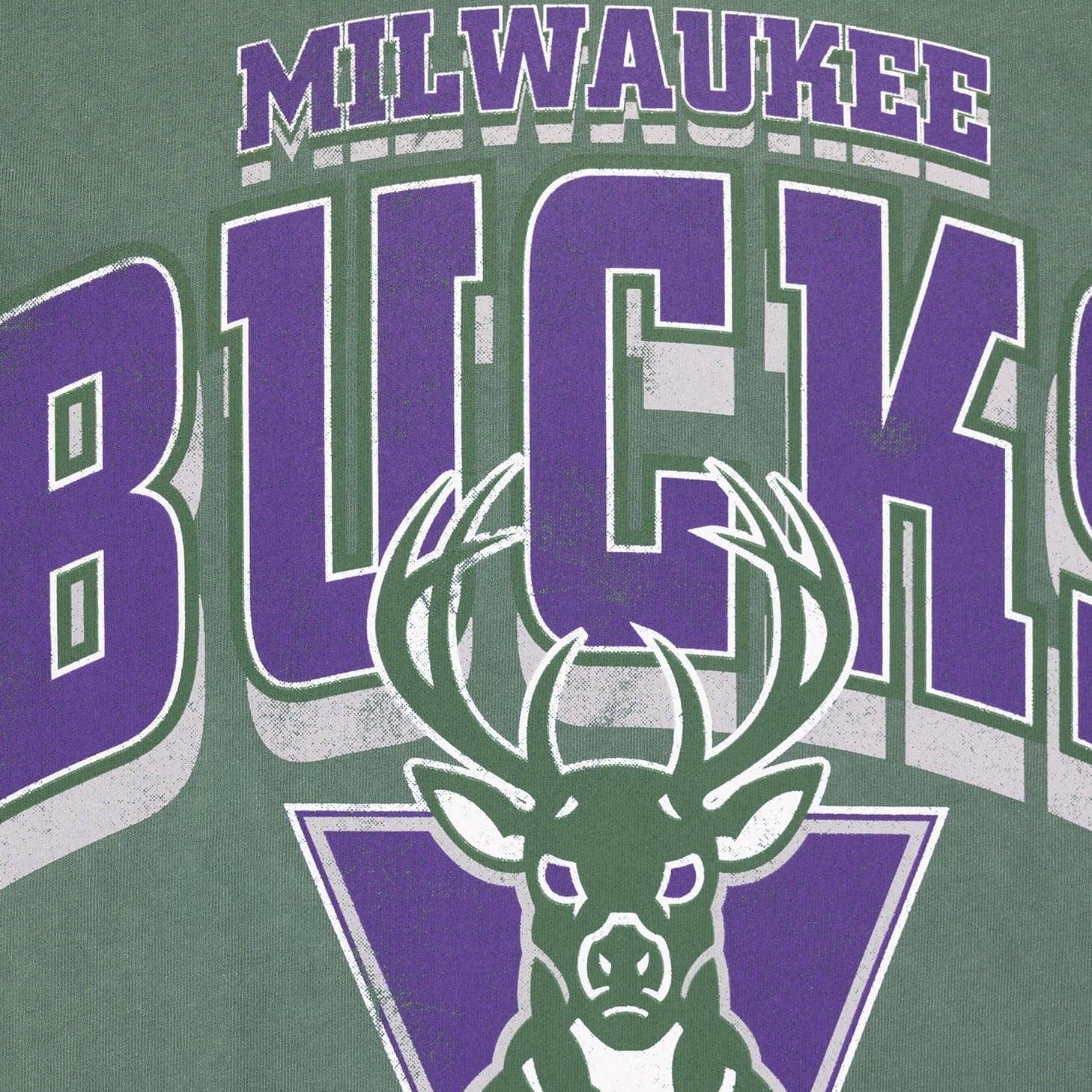 Mitchell And Ness T-Shirts Milwaukee Bucks Mitchell & Ness NBA HWC Logo Arch Vintage T-Shirt - Faded Green