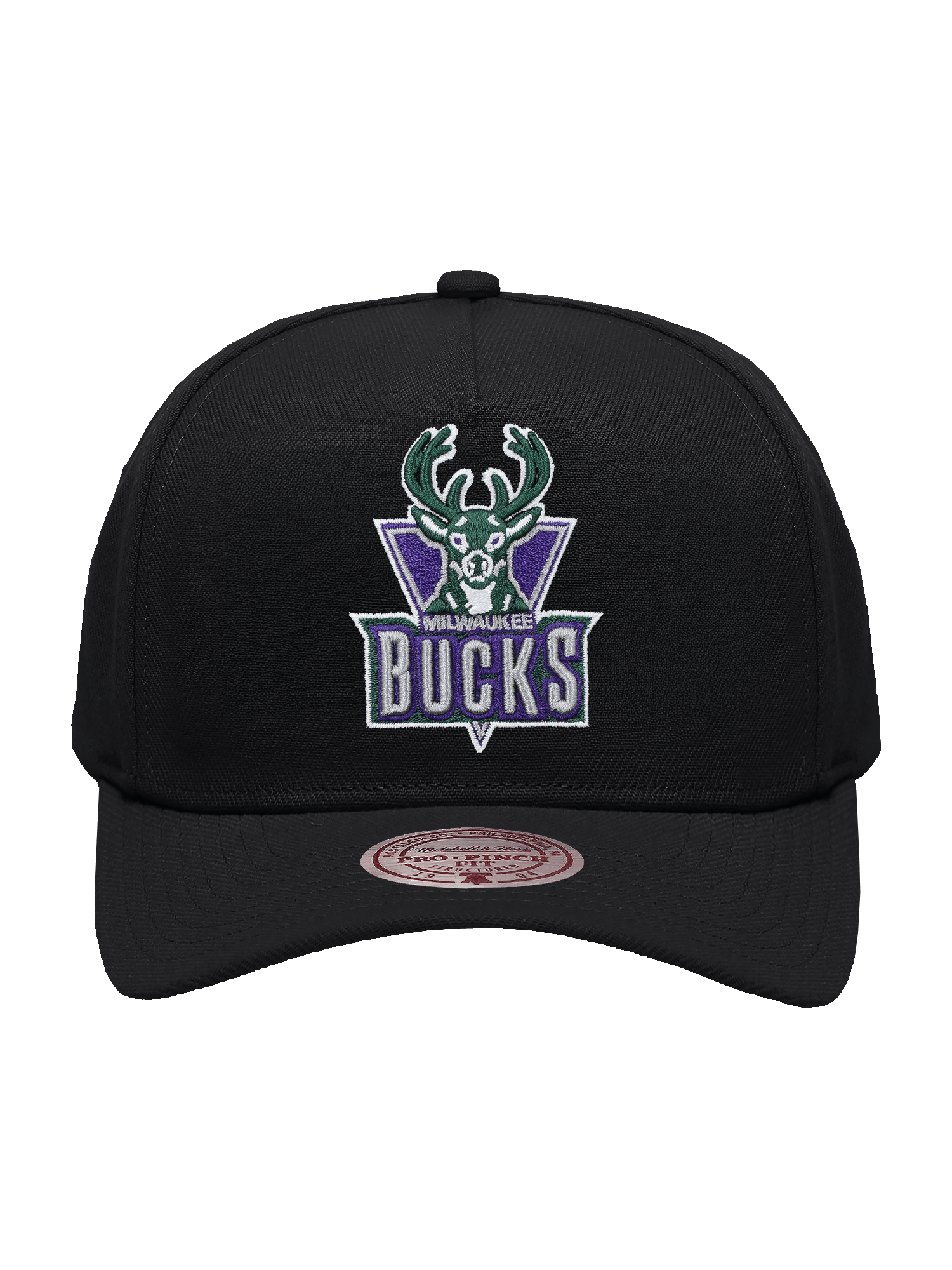 Mitchell And Ness Caps Milwaukee Bucks Mitchell & Ness NBA HWC Pro Pinch Snapback Hat - Black