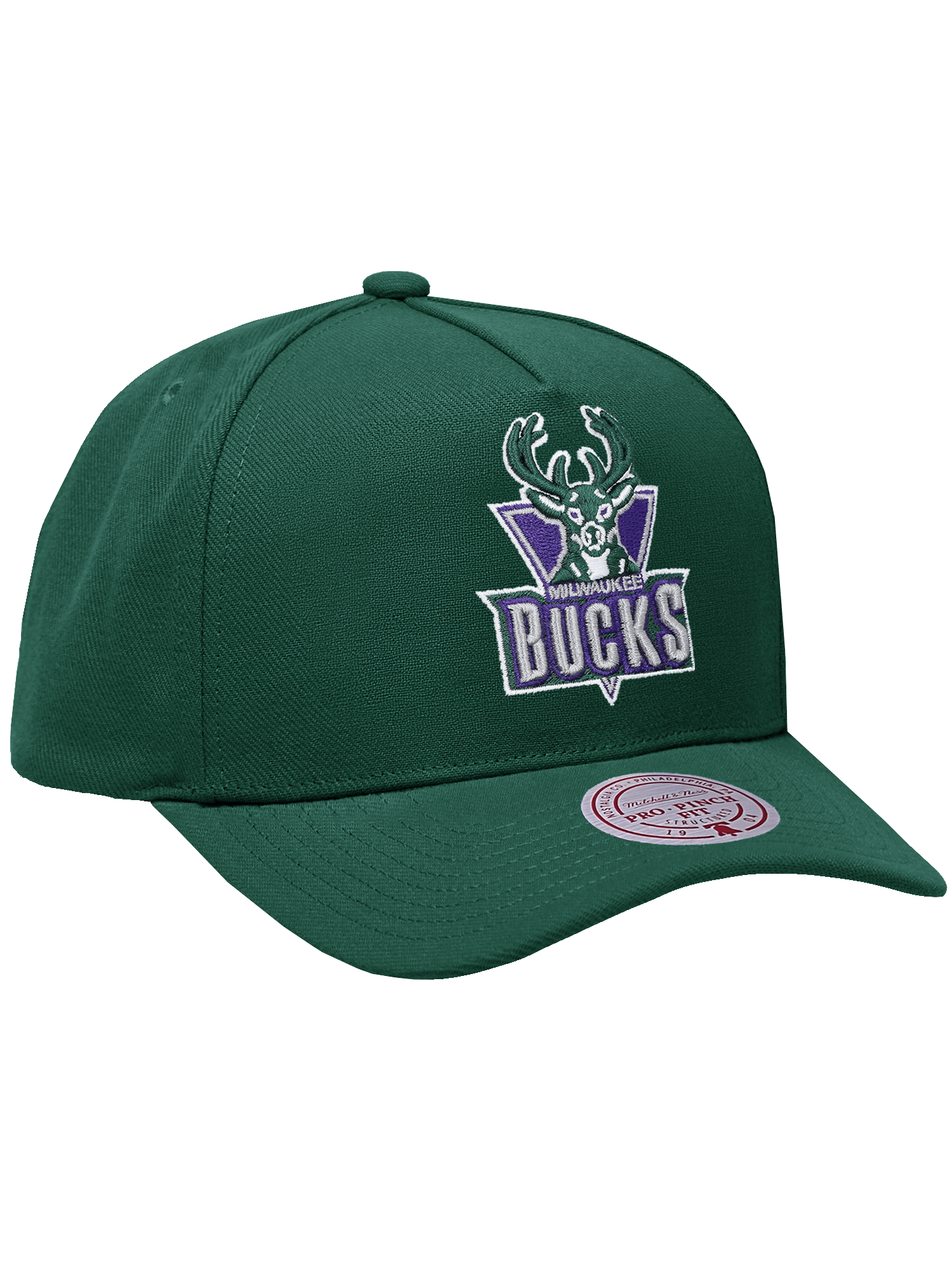 Mitchell And Ness Caps Milwaukee Bucks Mitchell & Ness NBA HWC Pro Pinch Snapback Hat - Green