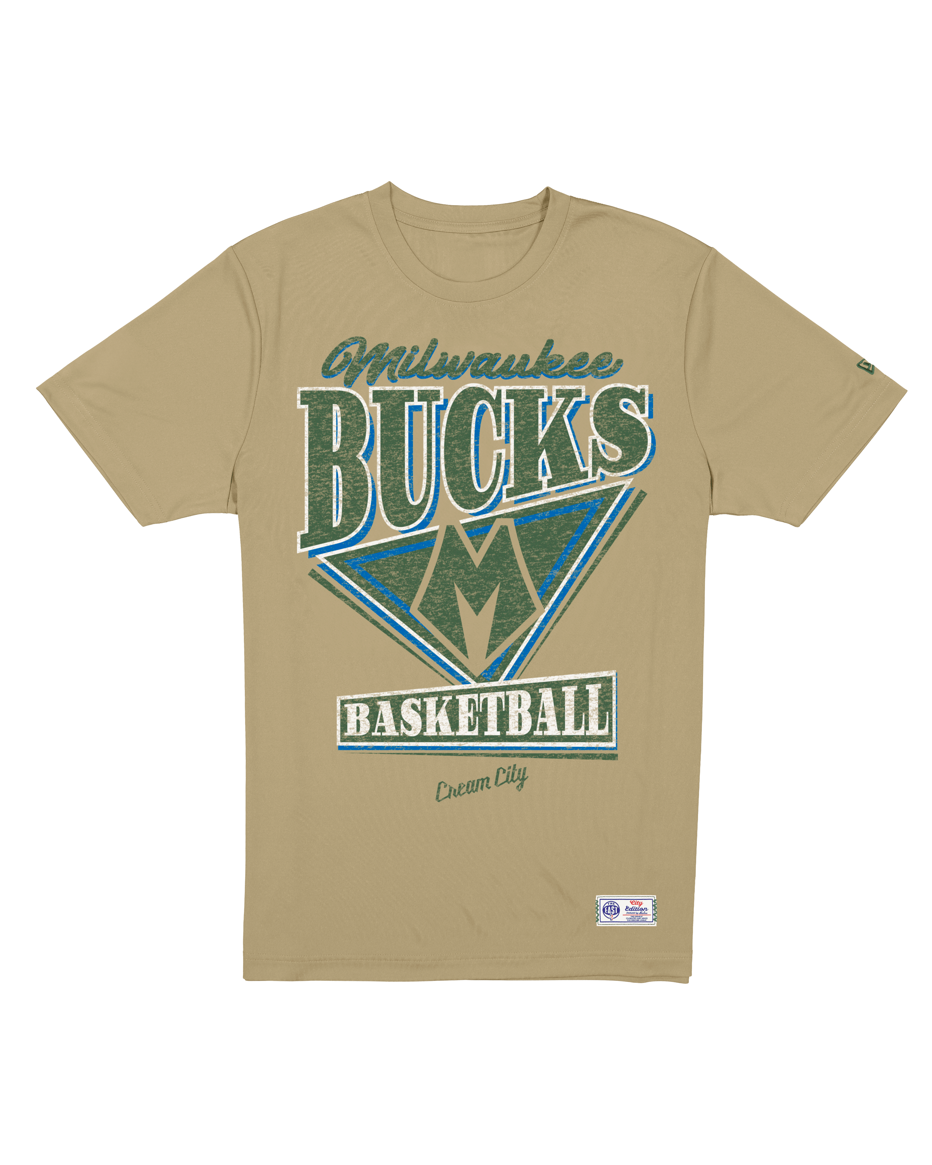 New Era T-Shirts Milwaukee Bucks New Era NBA 25-26 City Edition Distressed T-Shirt