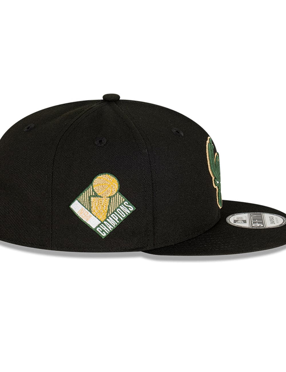 New Era Caps Milwaukee Bucks New Era NBA Champs Patch 9FIFTY Snapback Hat - Black