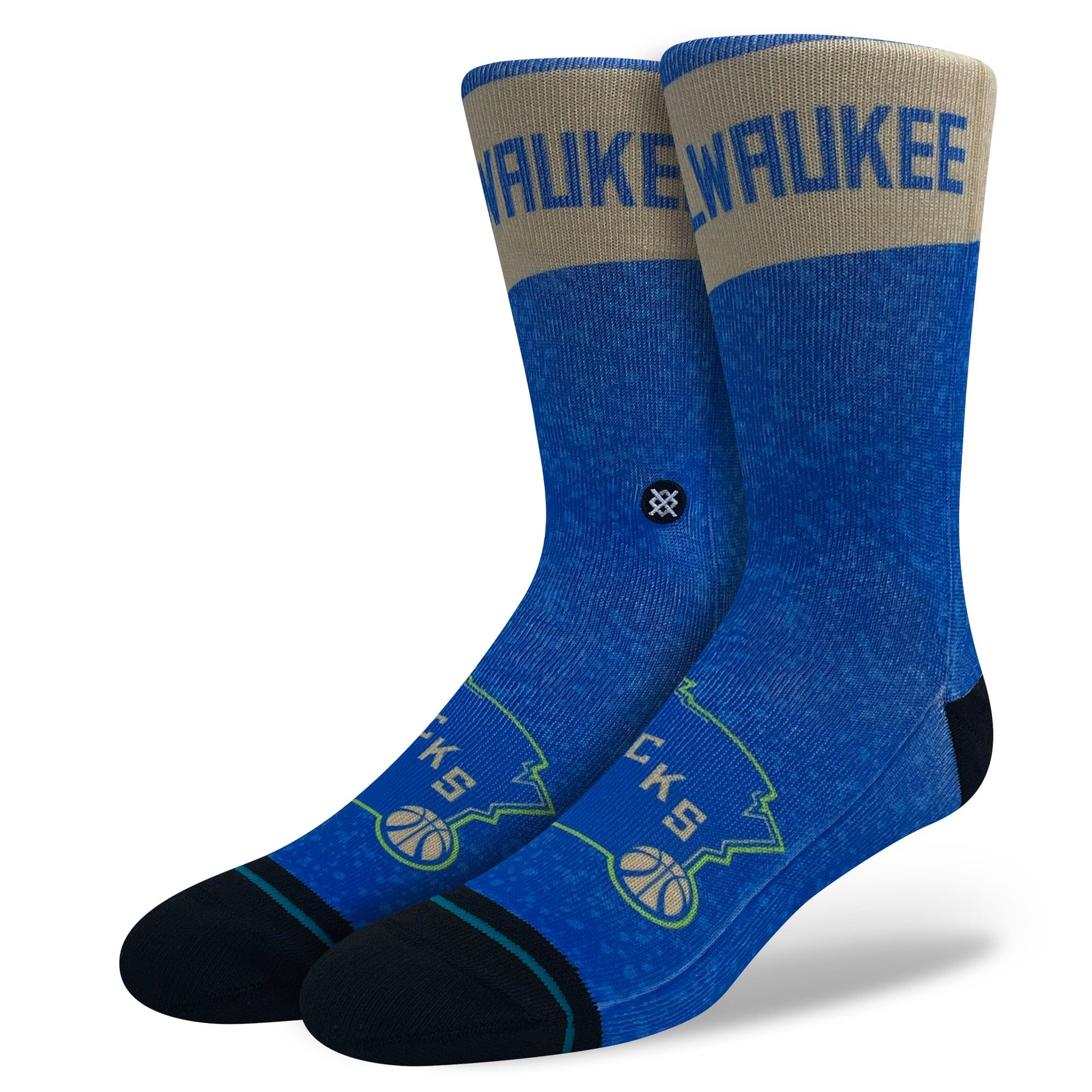 Stance Socks Large (9-12 US) Milwaukee Bucks Stance NBA 24 City Edition Crew Socks