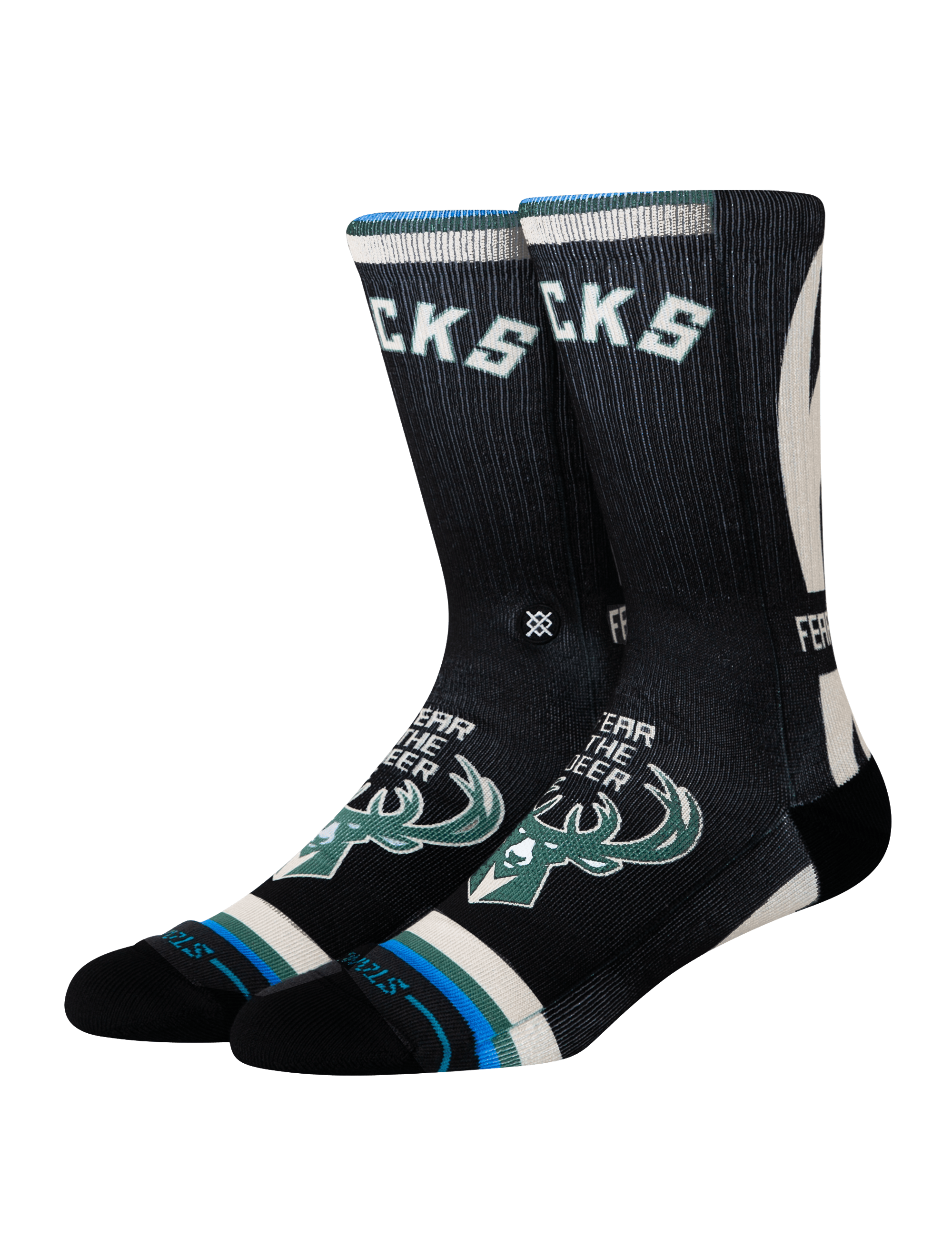 Stance Socks Large (9-12 US) Milwaukee Bucks Stance NBA Statement Crew Socks