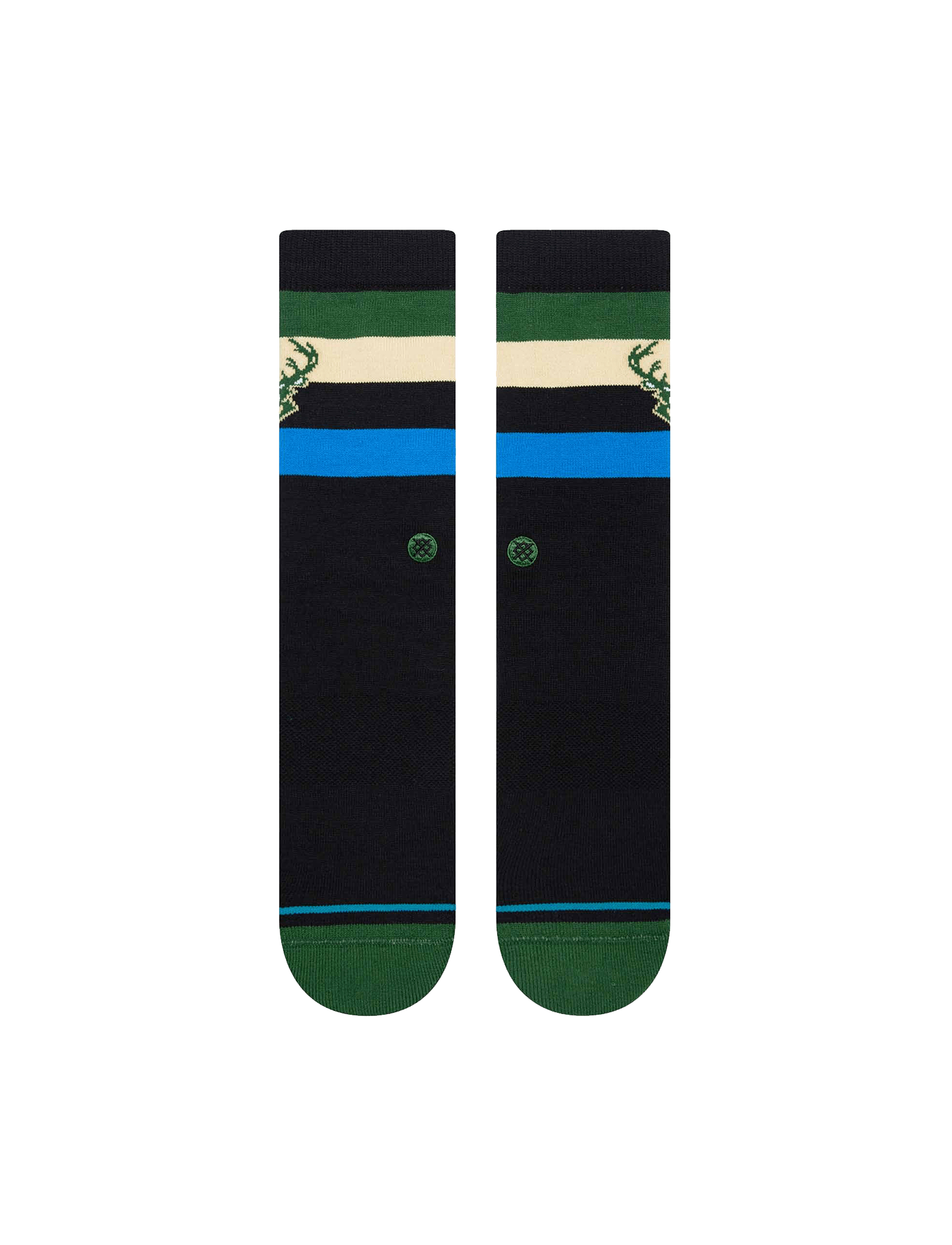 Stance Socks Large (9-12 US) Milwaukee Bucks Stance NBA Team Stripe Crew Socks - Black