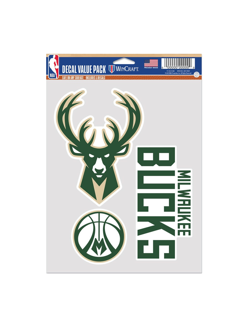 Wincraft Accessories Milwaukee Bucks Wincraft NBA Multi Use Decal 3 Pack Set