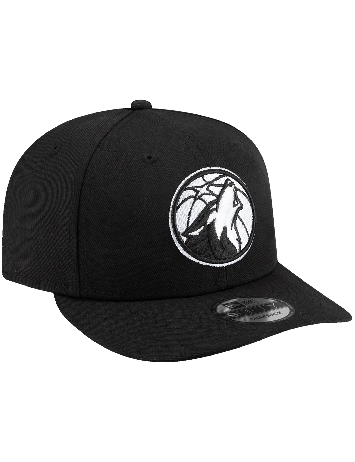 New Era Caps Minnesota Timberwolves New Era NBA Black White 9FIFTY Pre-Curved Snapback Hat - Black