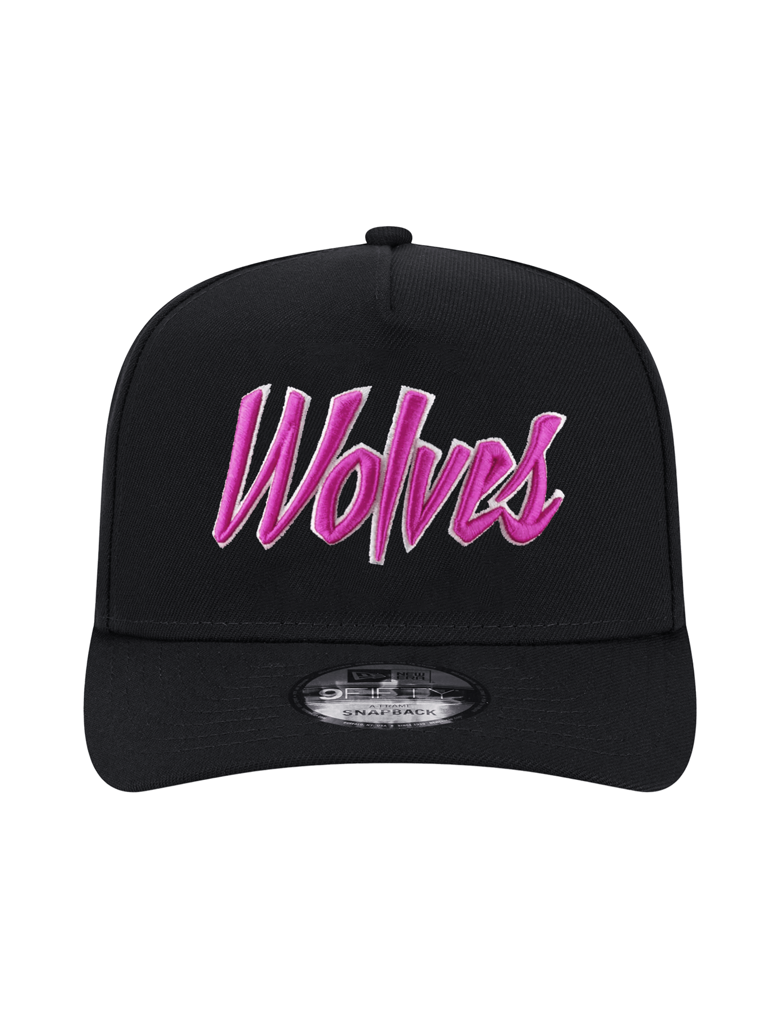 New Era Caps Minnesota Timberwolves New Era NBA City Script 9FIFTY Pre-Curved A-Frame Snapback Hat - Black