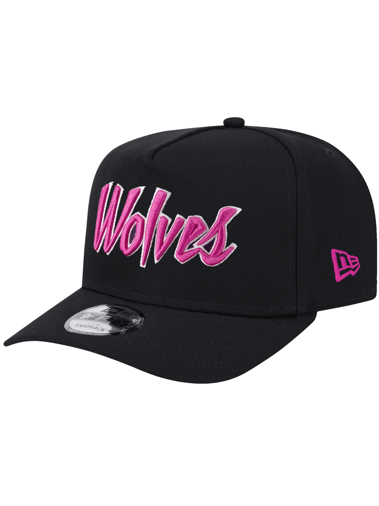 New Era Caps Minnesota Timberwolves New Era NBA City Script 9FIFTY Pre-Curved A-Frame Snapback Hat - Black