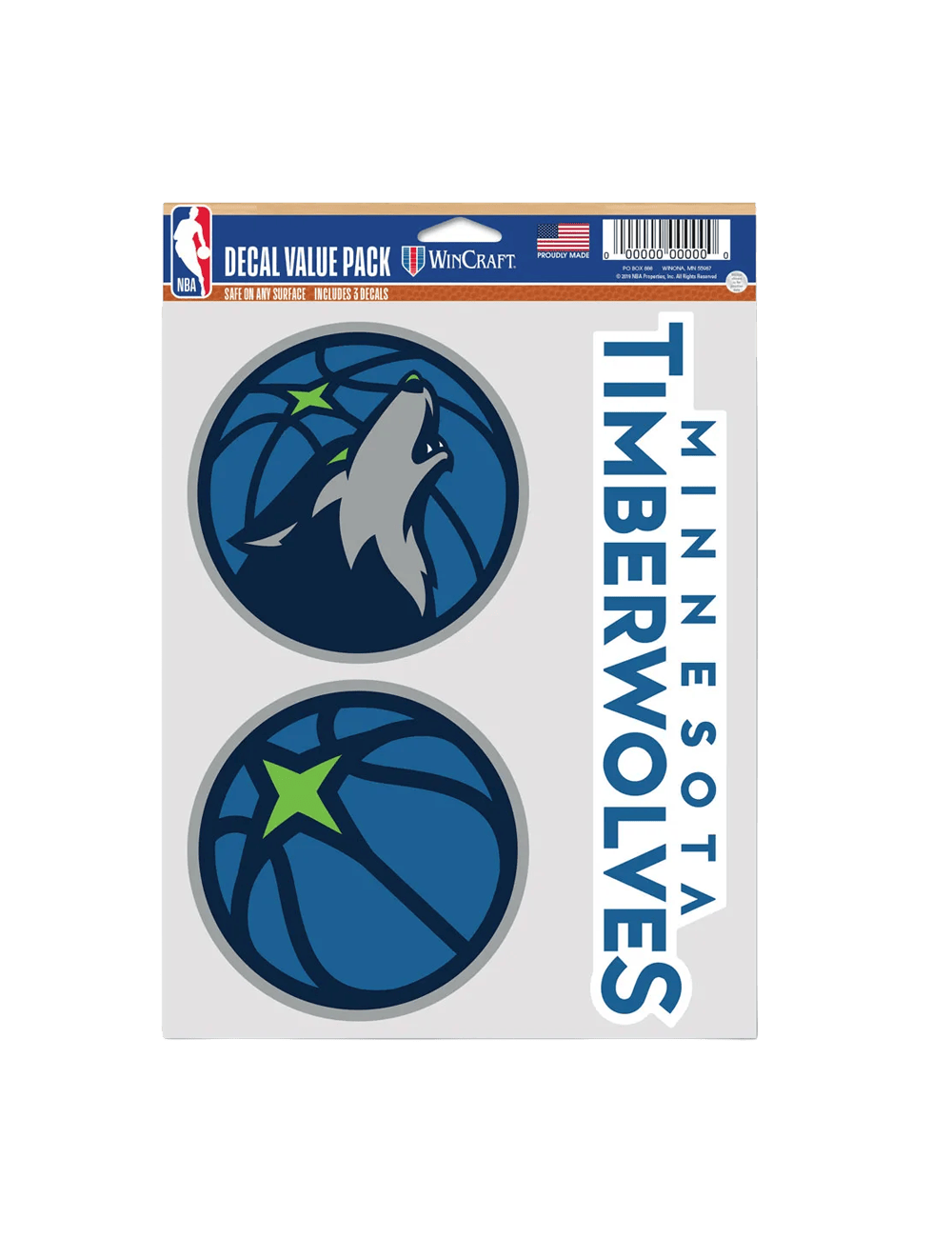 Wincraft Accessories Minnesota Timberwolves Wincraft NBA Team 3 Piece 5” x 7” Decal Set