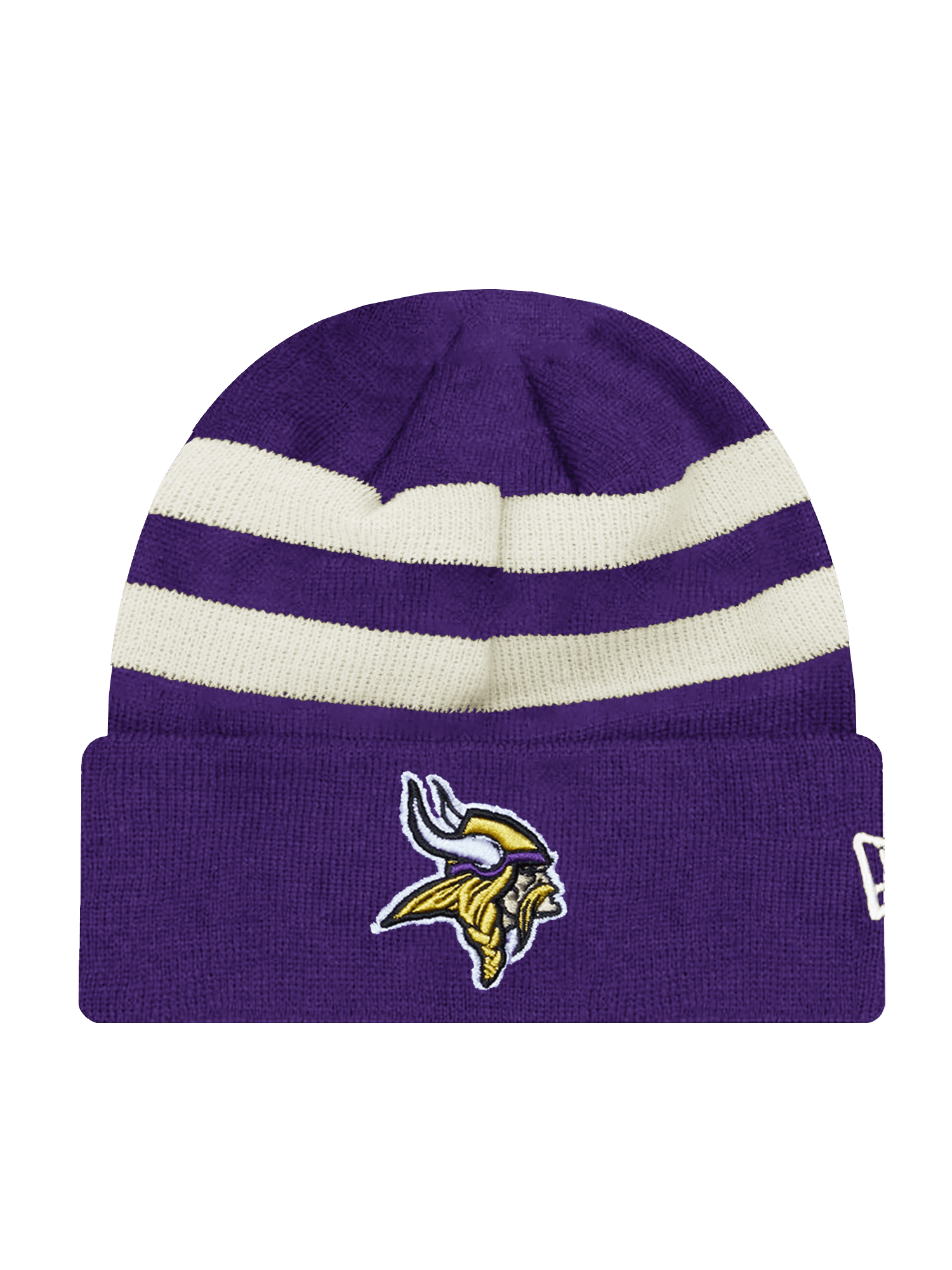 New Era Beanies Minnesota Vikings New Era NFL Ivory Stripe Knit Beanie - Purple