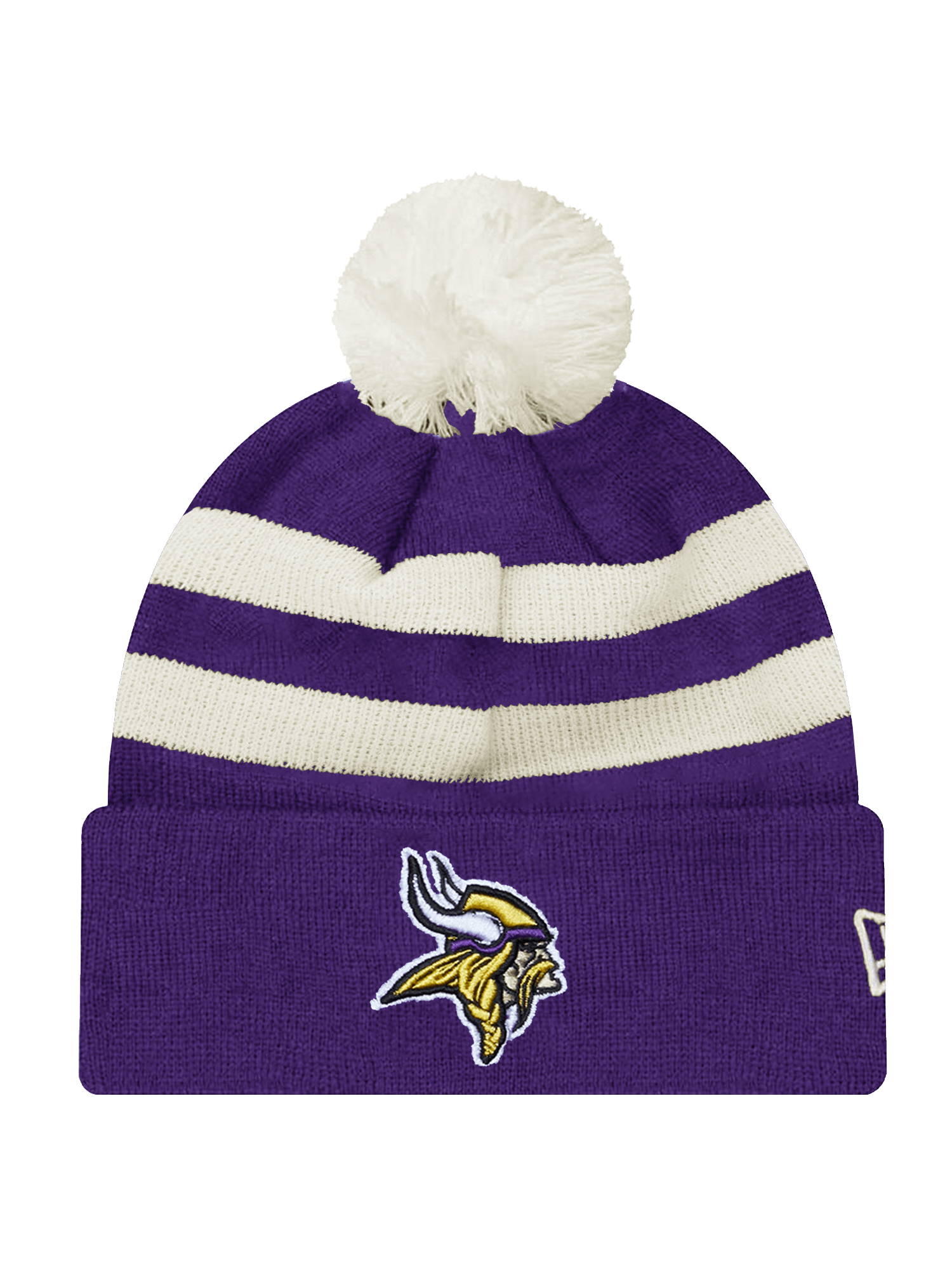 New Era Beanies Minnesota Vikings New Era NFL Ivory Stripe Pom Knit Beanie - Purple