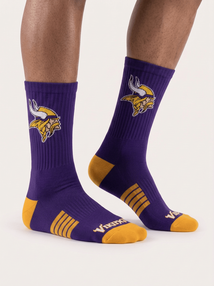 Strideline Socks Large (9-12 US) Minnesota Vikings Strideline NFL Team Premier Flex-Stretch Crew Socks - Purple