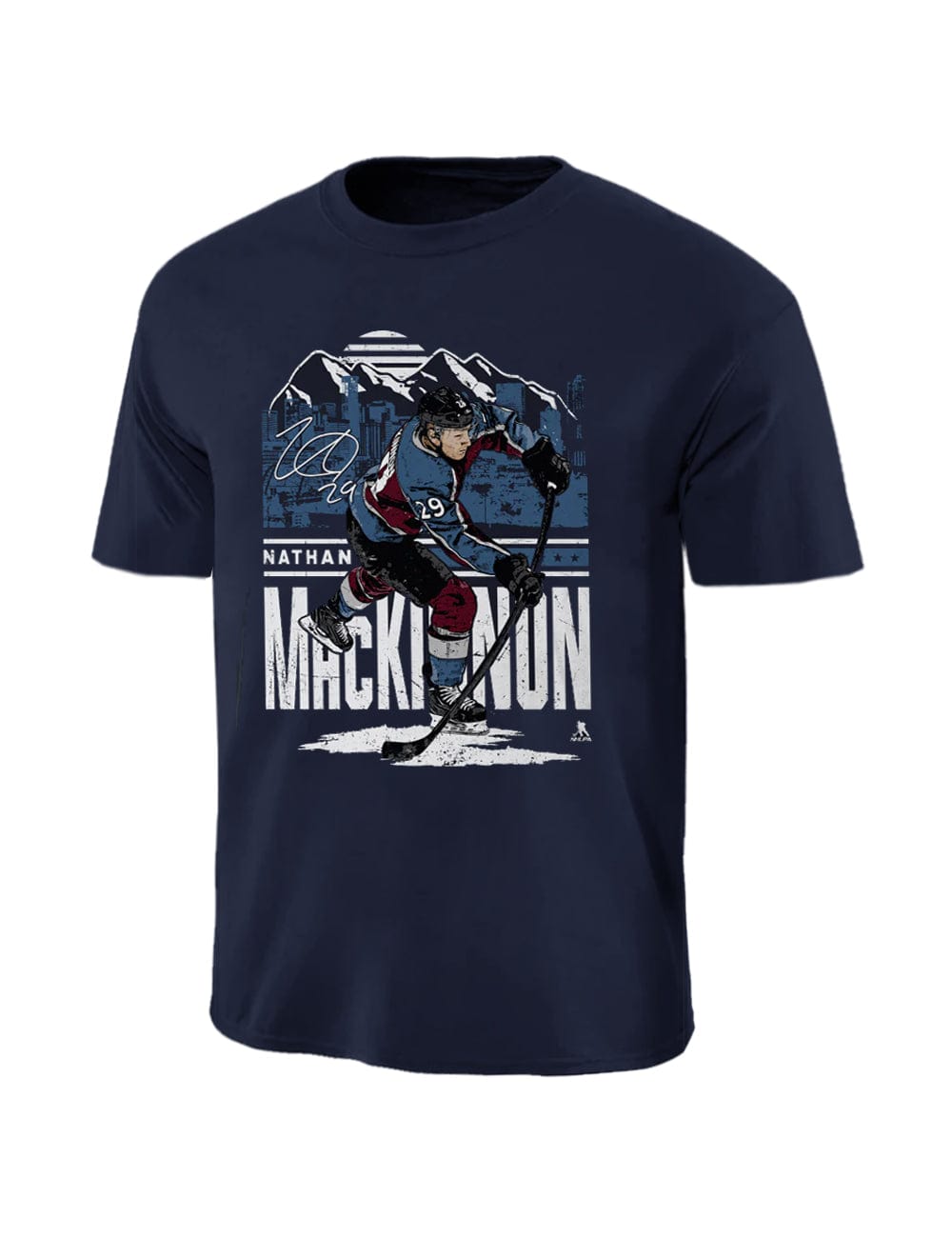 500 Level T-Shirts Nathan MacKinnon Colorado Avalanche 500 Level NHL Skyline T-Shirt - Navy