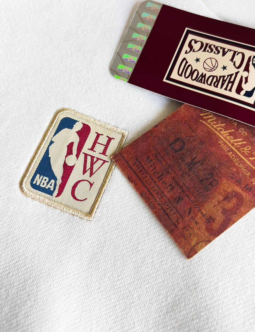 Mitchell And Ness Jumpers NBA HWC Mitchell & Ness Multi Logo Vintage Hoodie Jumper - Vintage White