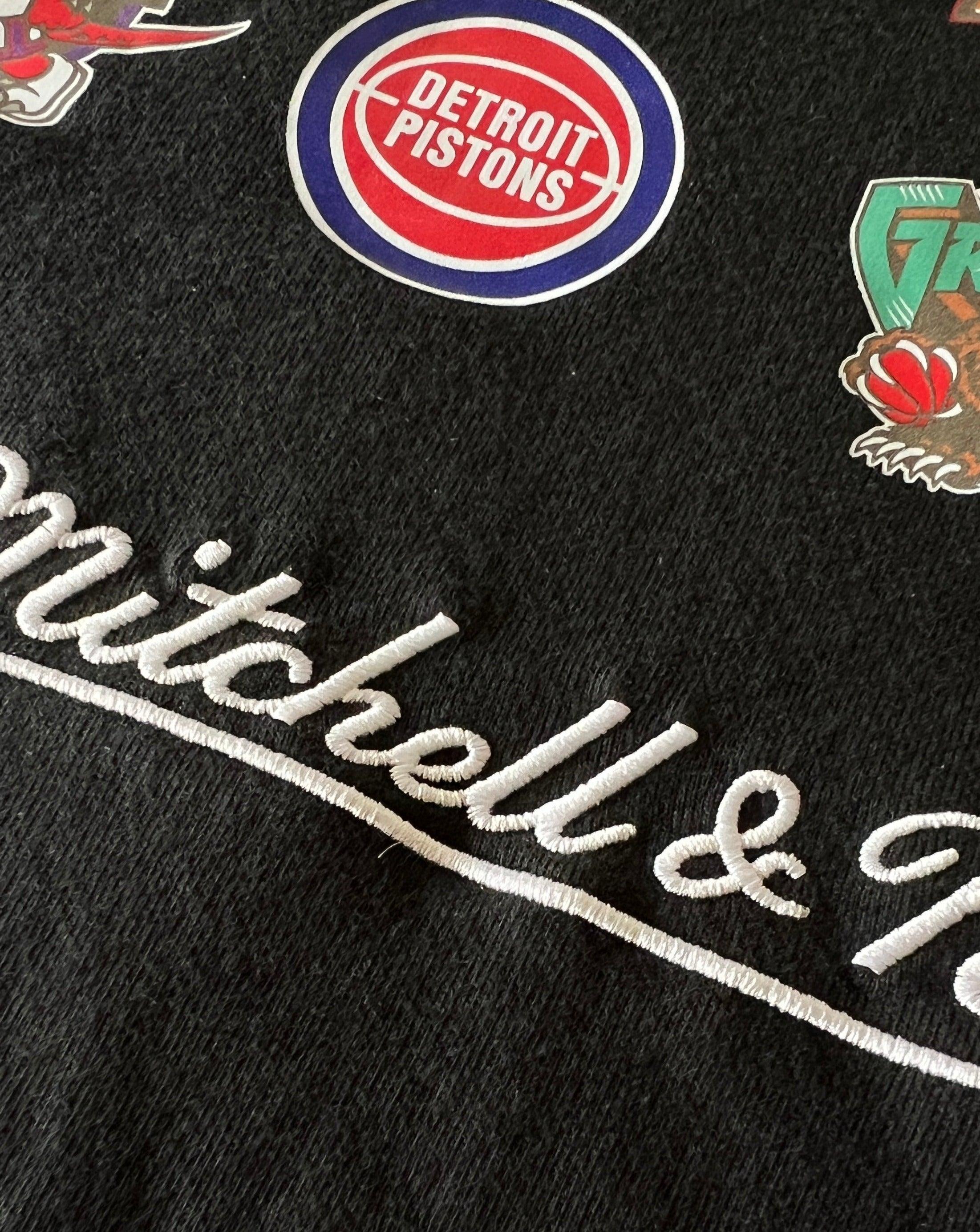 Mitchell And Ness T-Shirts NBA HWC Mitchell & Ness Multi Logo Vintage T-Shirt - Faded Black