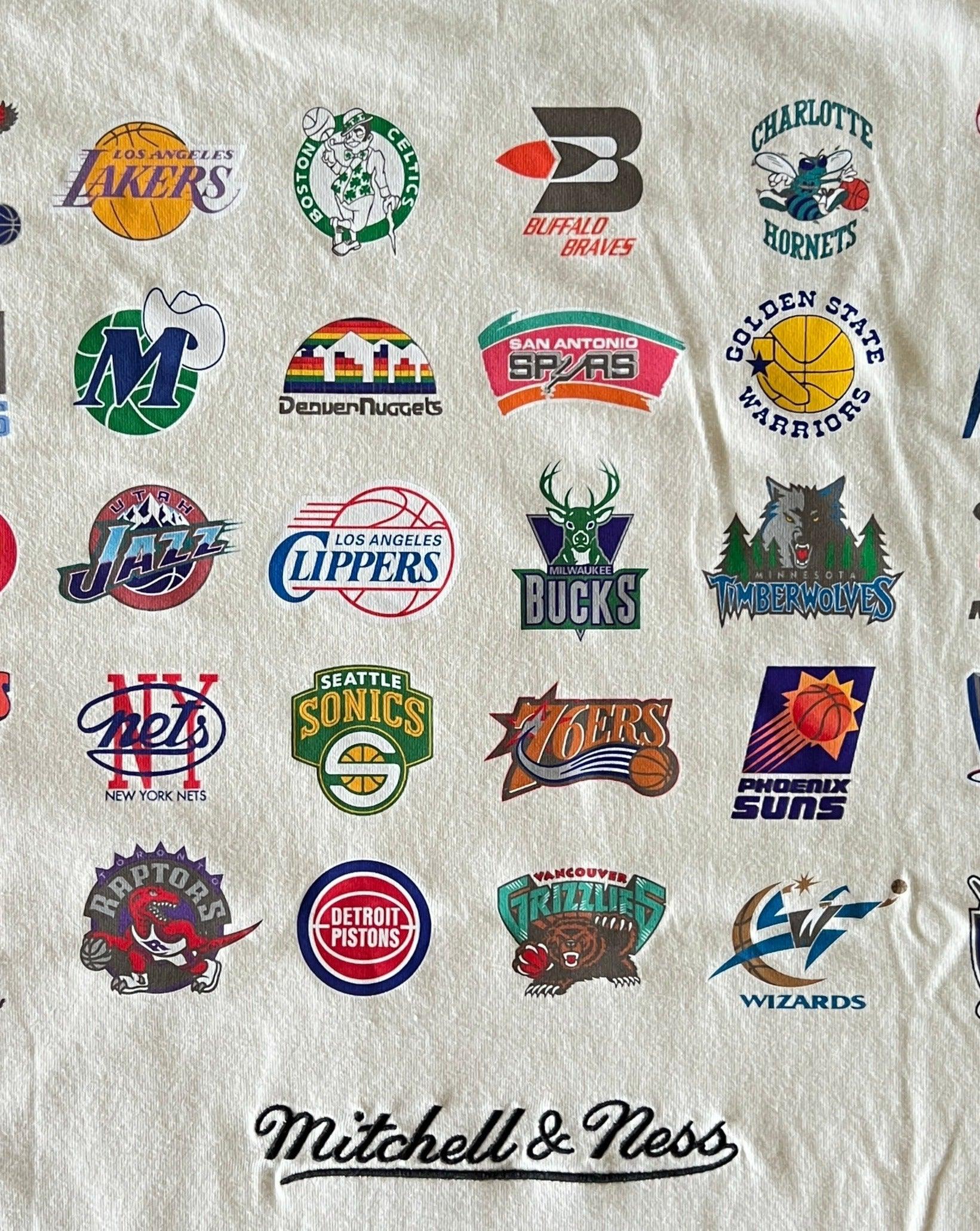 Mitchell And Ness T-Shirts NBA HWC Mitchell & Ness Multi Logo Vintage T-Shirt - Off White