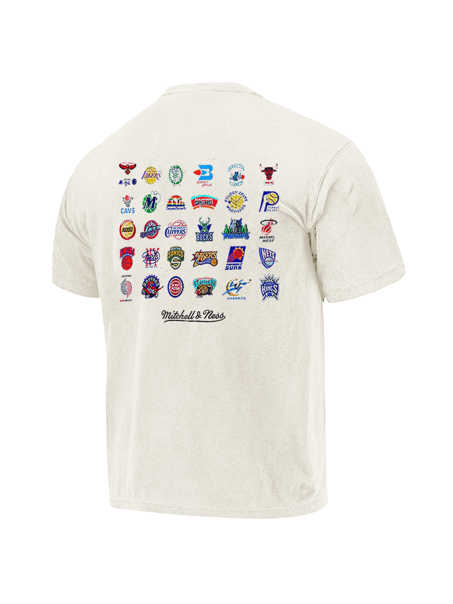 Mitchell And Ness T-Shirts NBA HWC Mitchell & Ness Multi Logo Vintage T-Shirt - Off White