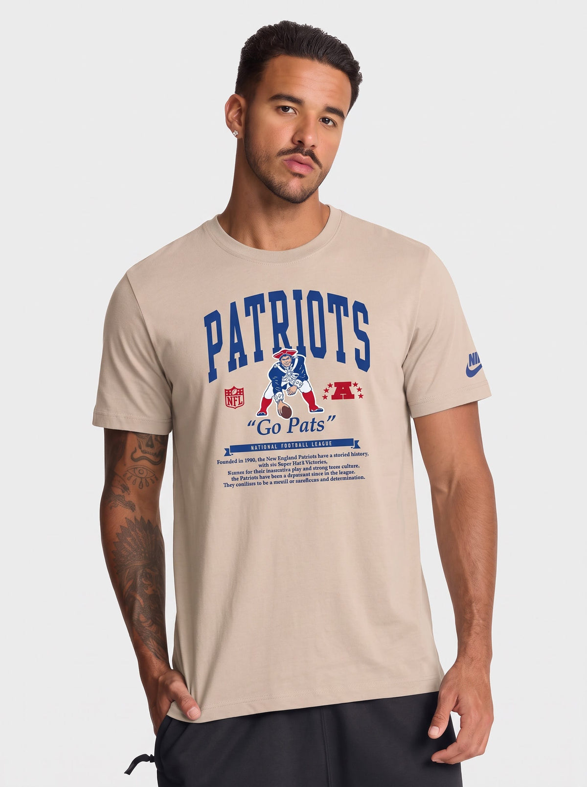 Nike T-Shirts New England Patriots Nike NFL Rewind 2 Hit T-Shirt - Sand