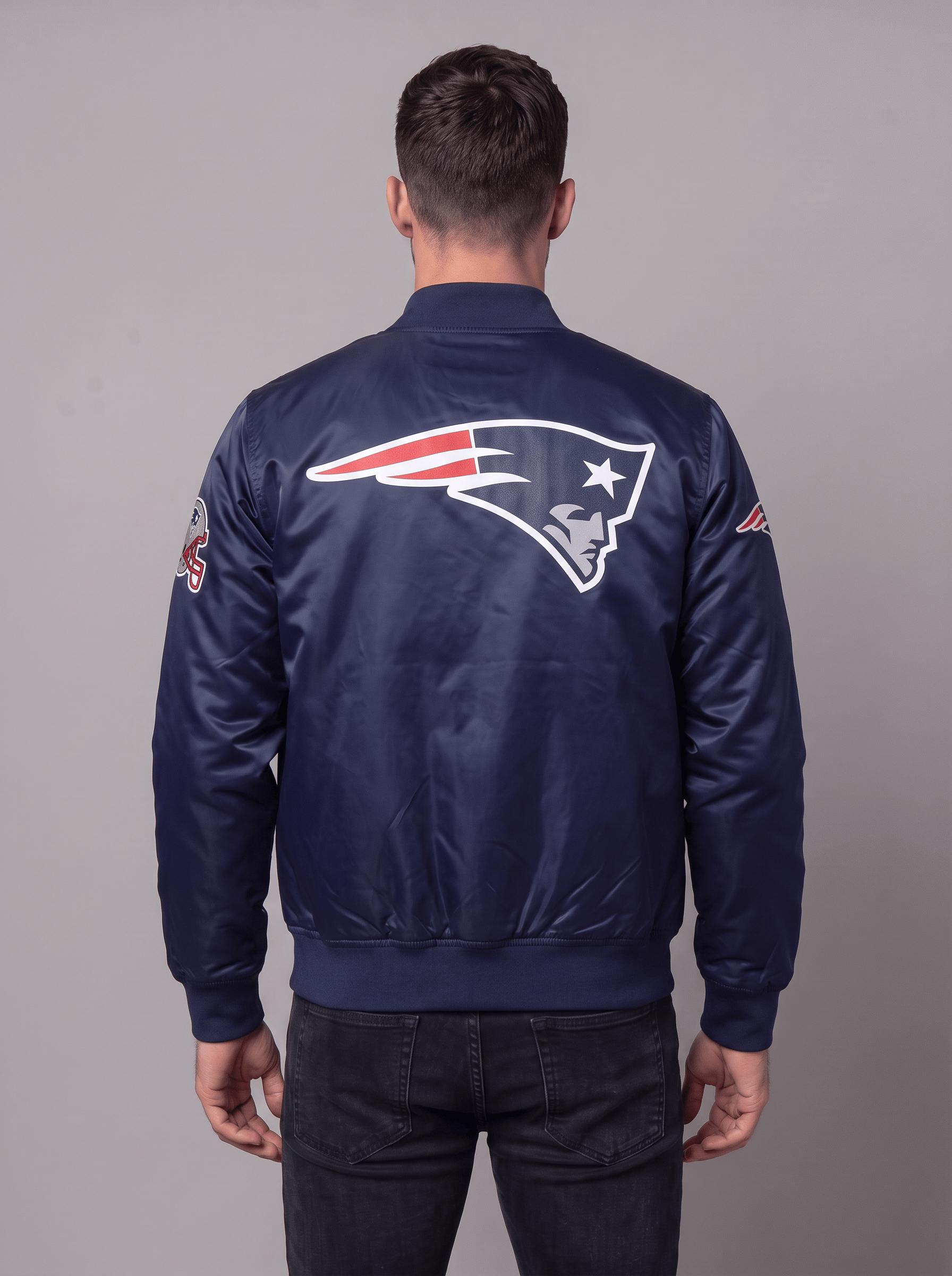 Pro Standard Jackets New England Patriots Pro Standard NFL Big Logo Lightweight Satin Jacket - Navy