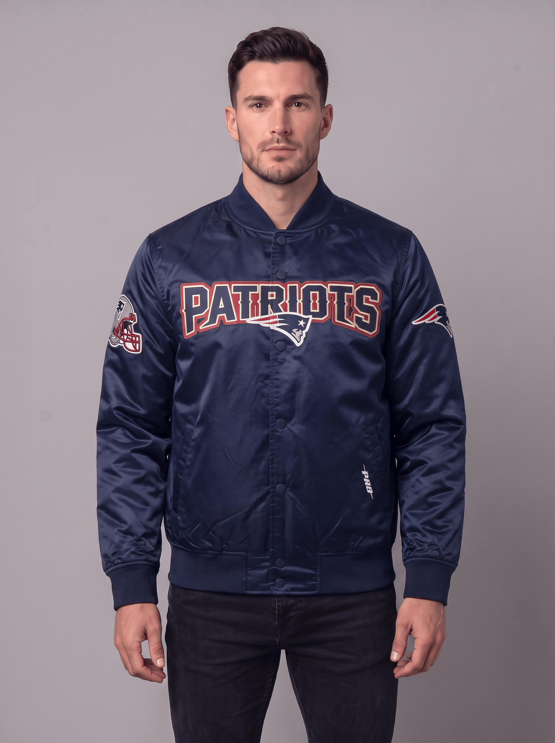 Pro Standard Jackets New England Patriots Pro Standard NFL Big Logo Lightweight Satin Jacket - Navy