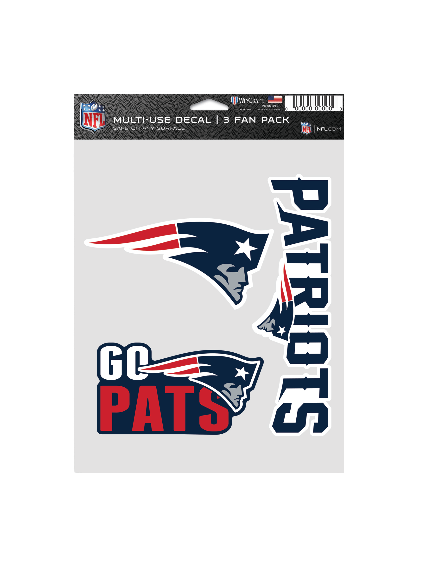 Wincraft Accessories New England Patriots Wincraft NFL Team 3 Piece 5” x 7” Decal Set