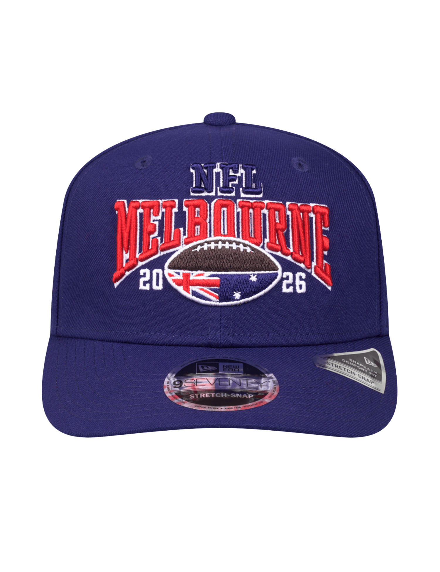New Era Caps OSFM New Era NFL 26 Melbourne Game 9SEVENTY Stretch-Snapback Hat - Navy