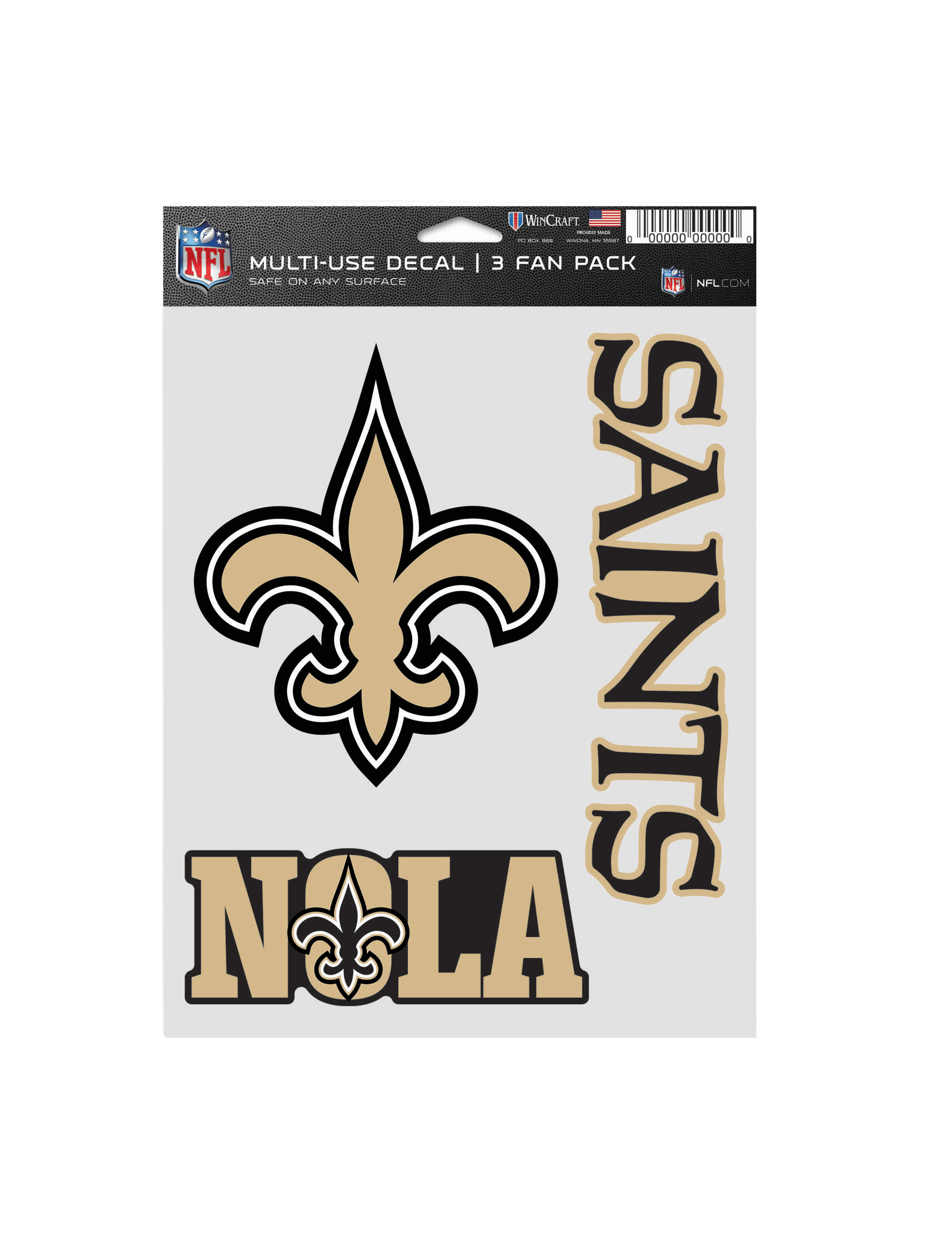 Wincraft Accessories New Orleans Saints Wincraft NFL Team 3 Piece 5” x 7” Decal Set