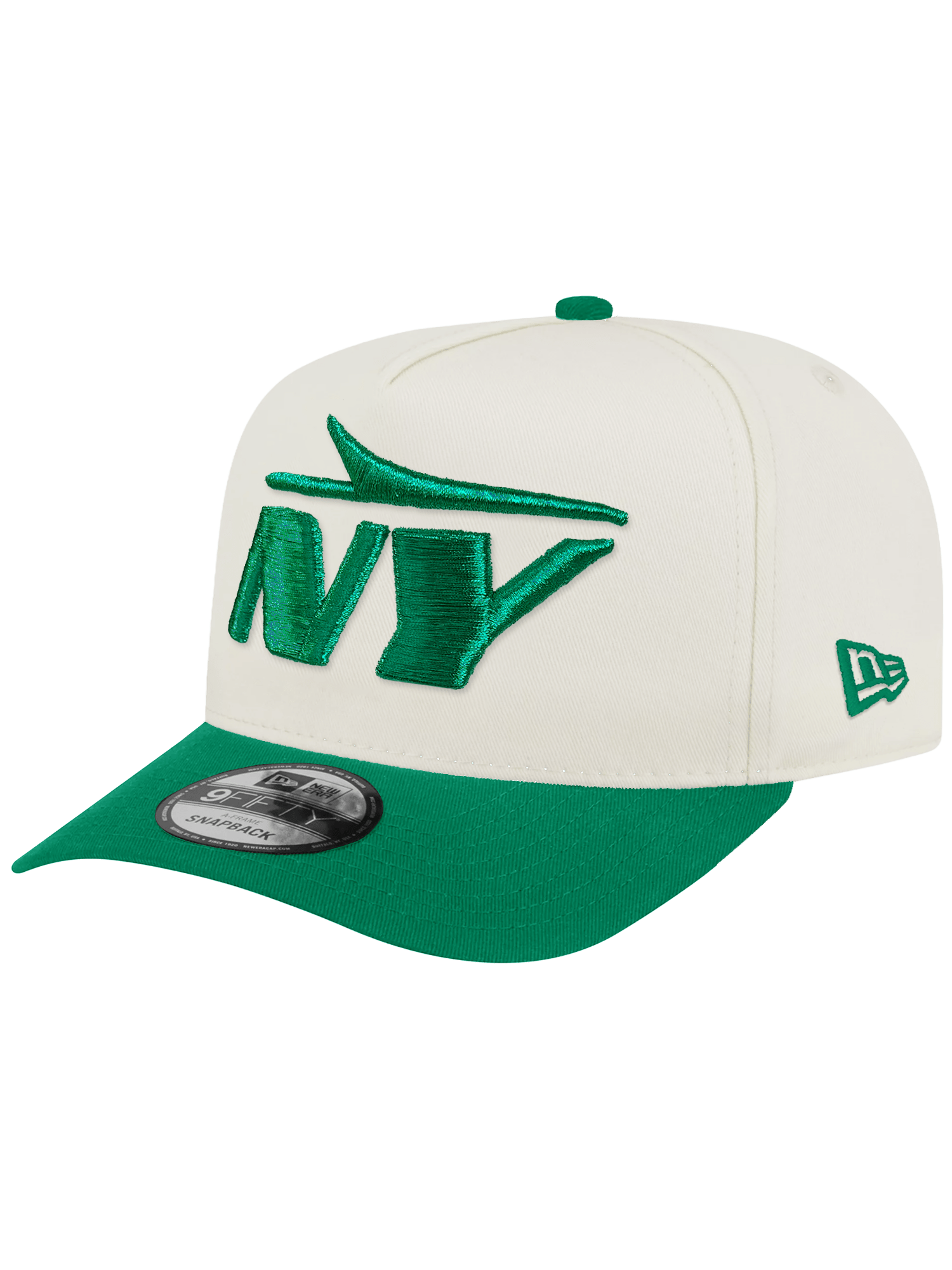 New Era Caps New York Jets New Era NFL Team 2T 9FIFTY A-Frame Pre-Curved Snapback Hat - Chrome