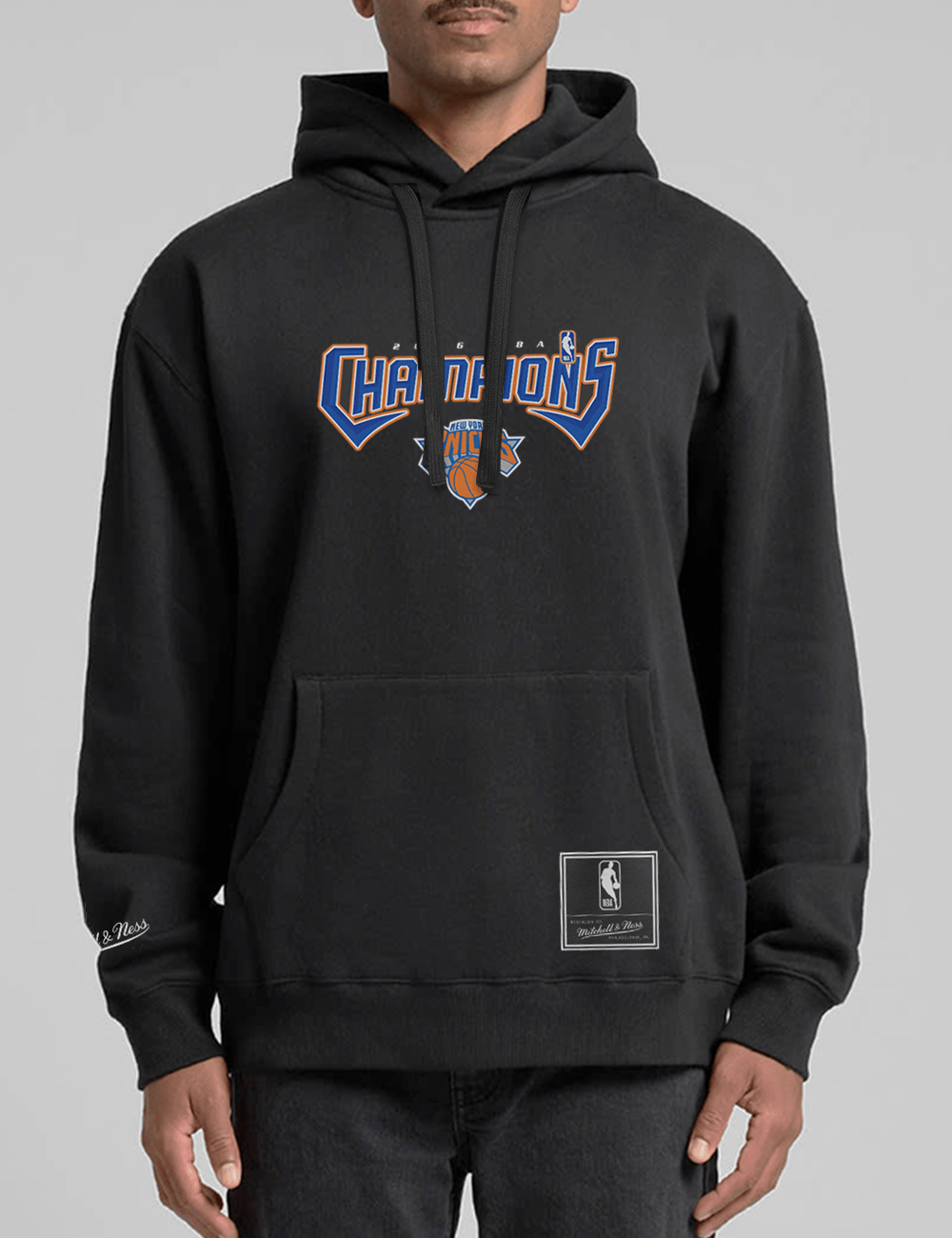 Mitchell And Ness Jumpers New York Knicks Mitchell & Ness NBA 26 Champs Box Fit Hoodie Jumper - Washed Black