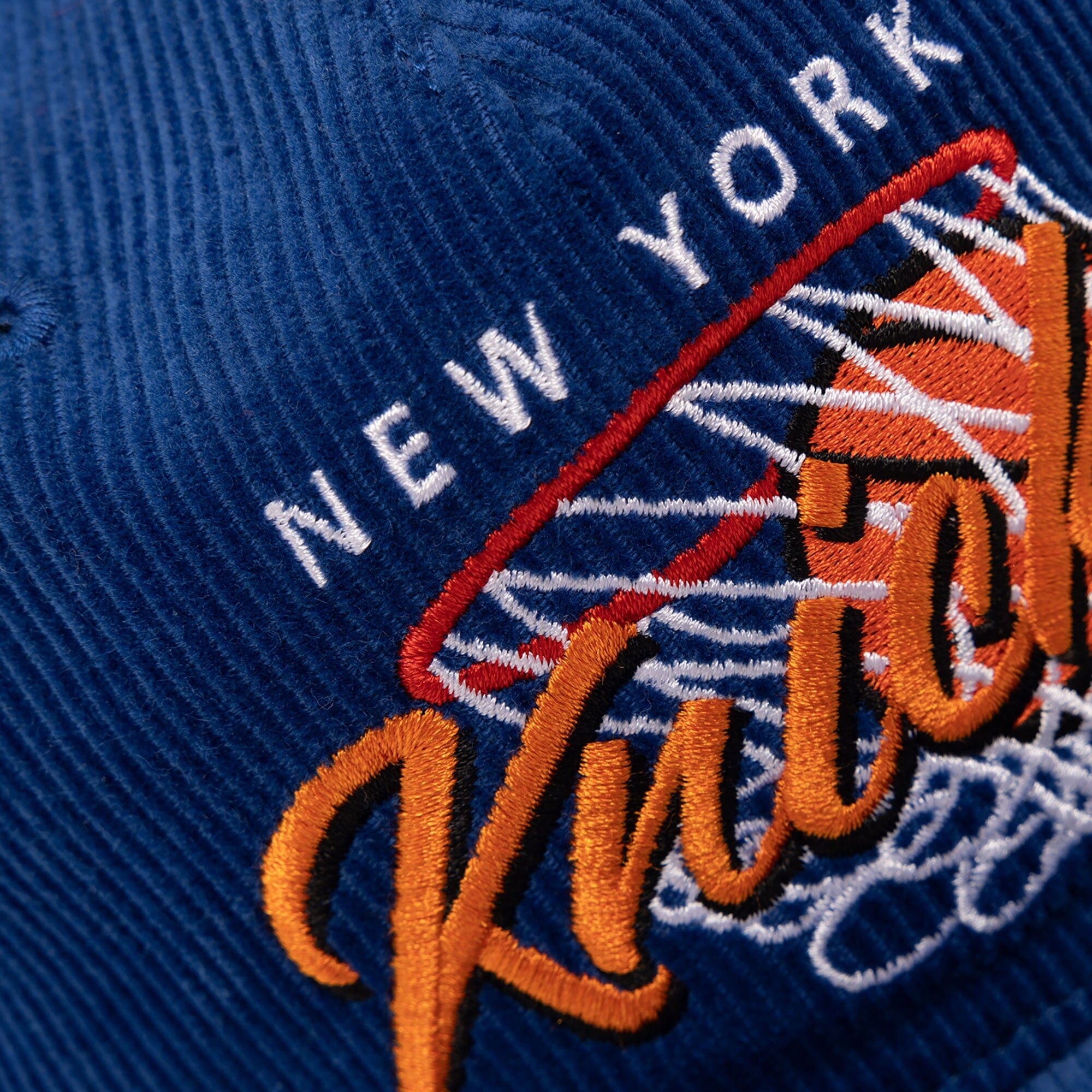 Mitchell And Ness Caps New York Knicks Mitchell & Ness NBA Net Deadstock Pre-Curved Snapback Hat - Blue