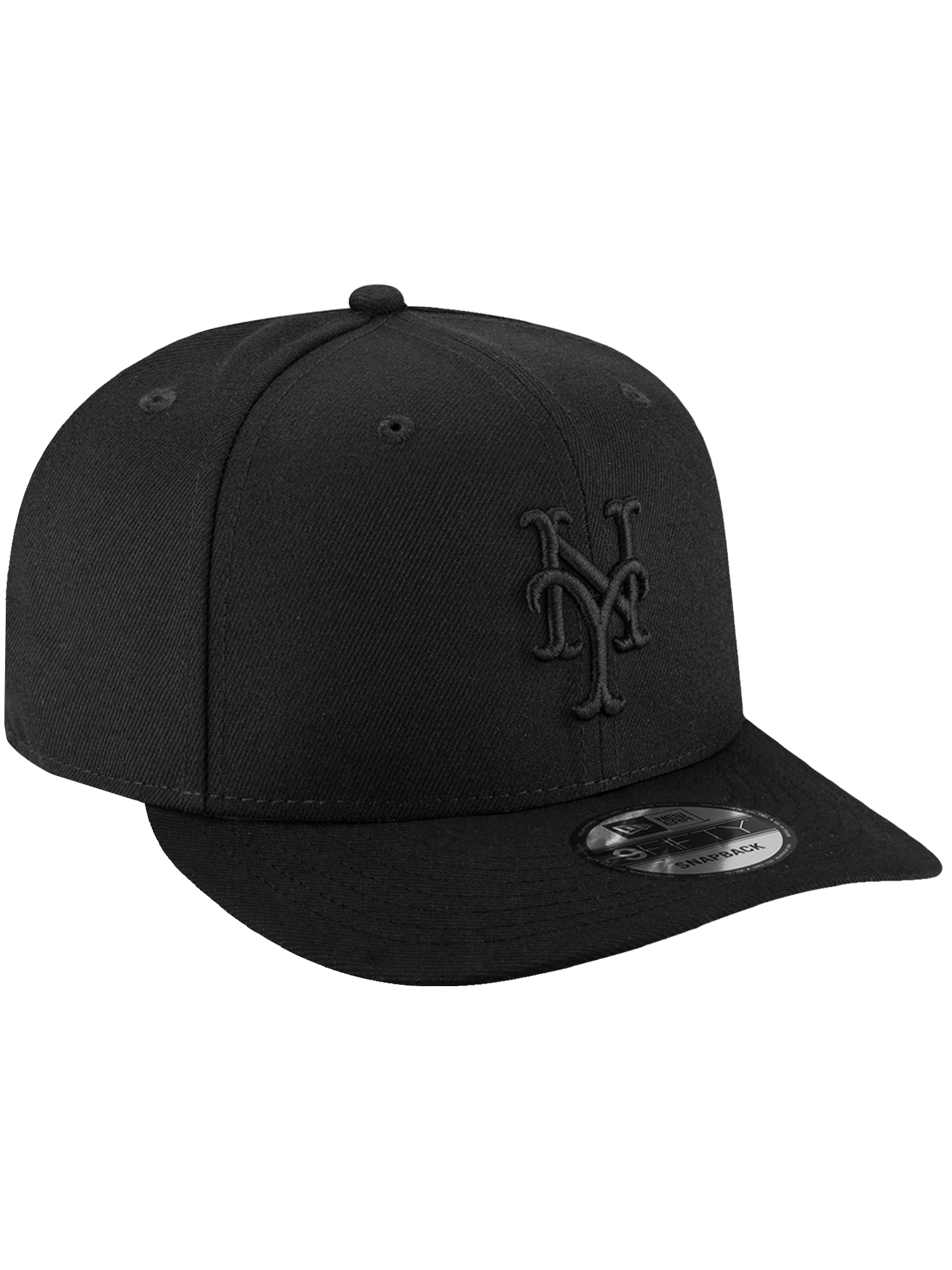 New Era Caps OSFA New York Mets New Era MLB Black On Black 9FIFTY Pre-Curved Snapback Hat