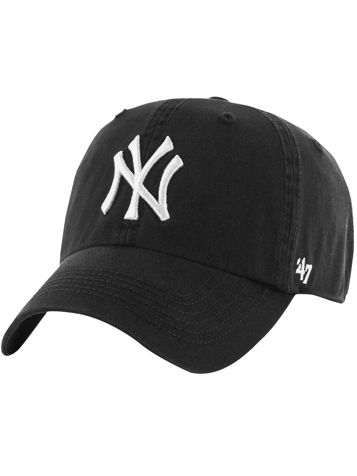 47 Brand Caps New York Yankees '47 MLB Black White Clean Up Strapback Hat - Black