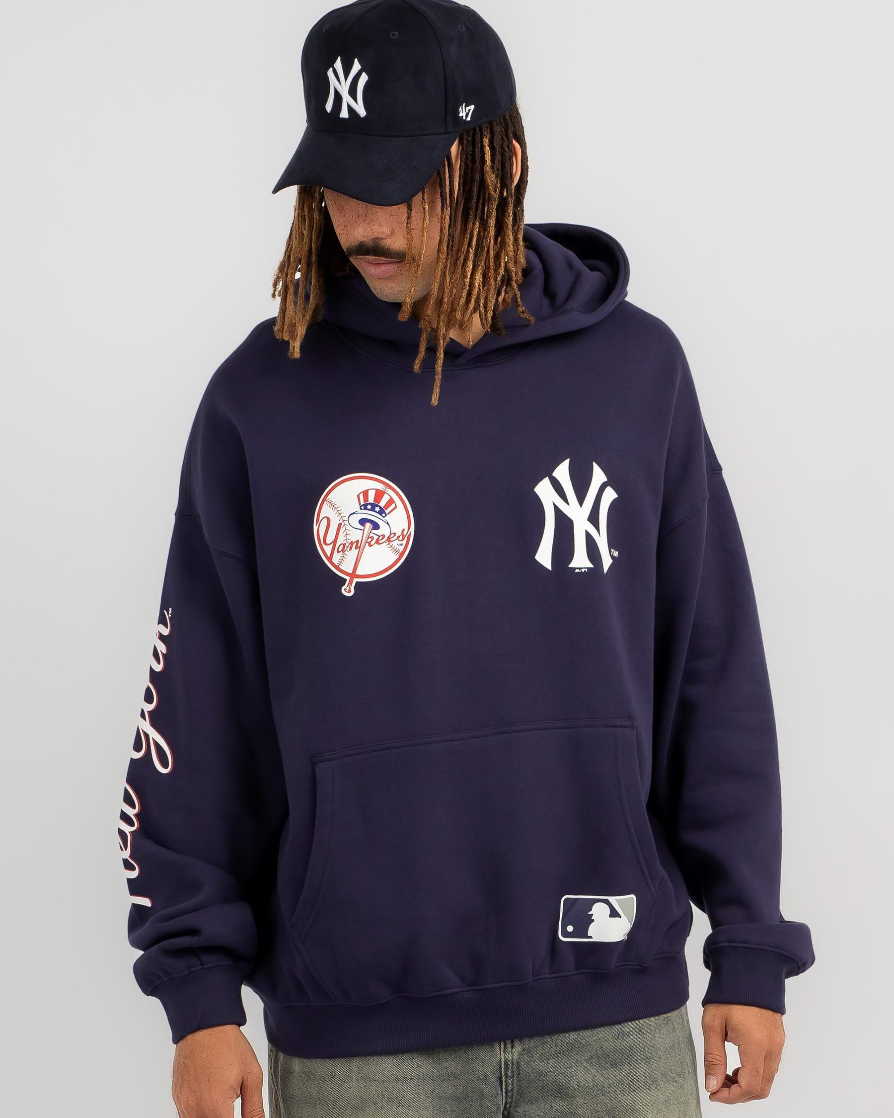 Majestic Athletic Jumpers New York Yankees Majestic MLB City Crest Oversize Hoodie Jumper - Navy