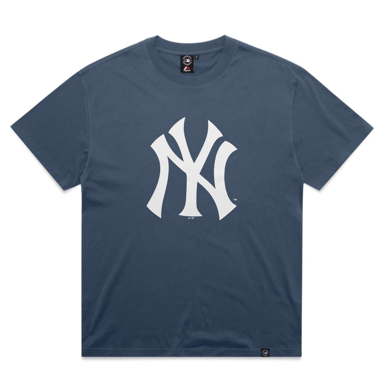 Majestic Athletic T-Shirts New York Yankees Majestic MLB Large Logo Vintage T-Shirt - French Navy
