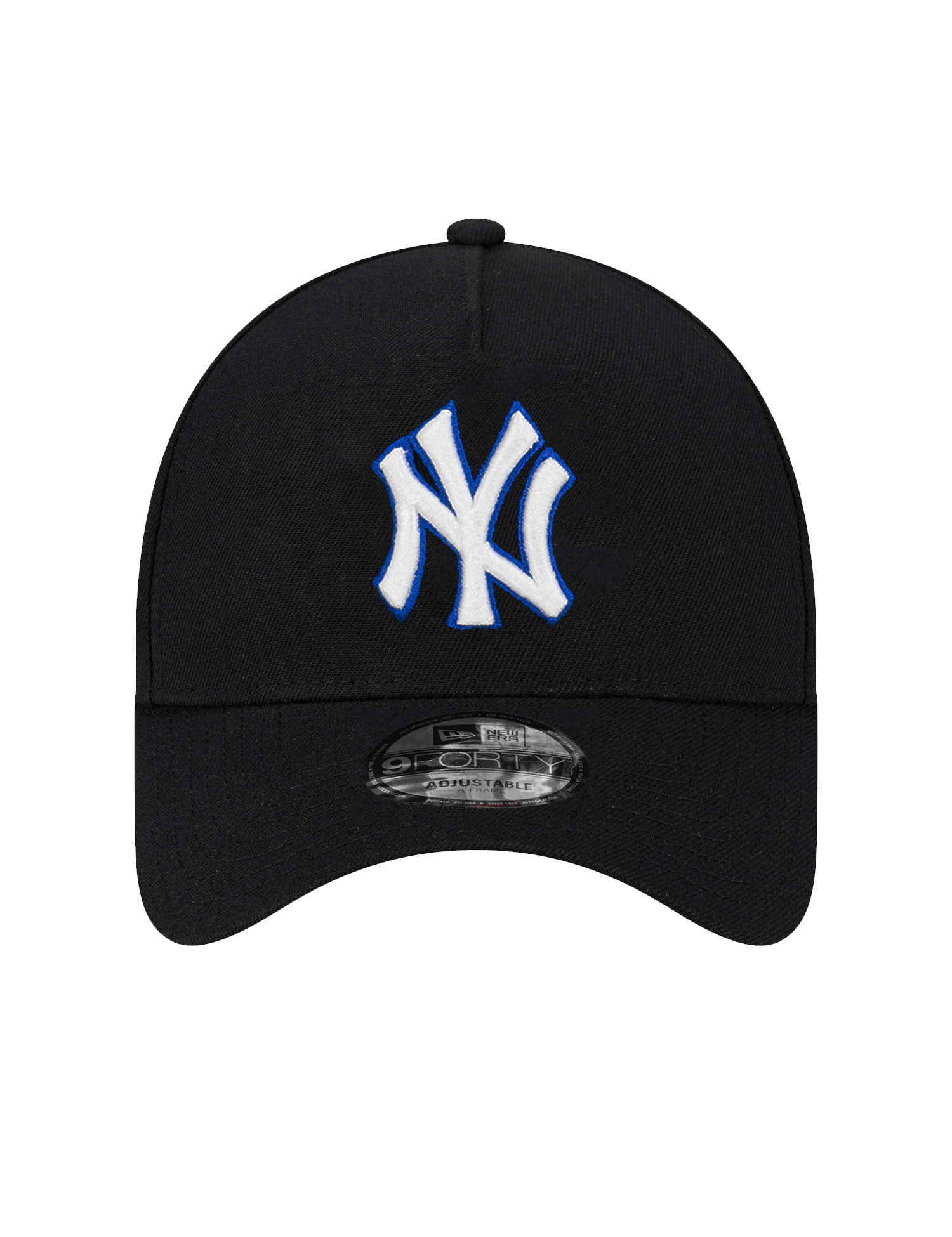 New Era Caps New York Yankees New Era MLB 9FORTY Royal Outline A-Frame Snapback Hat - Black