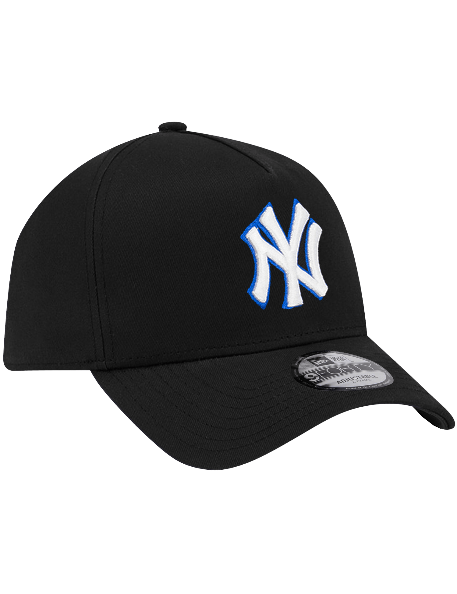 New Era Caps New York Yankees New Era MLB 9FORTY Royal Outline A-Frame Snapback Hat - Black