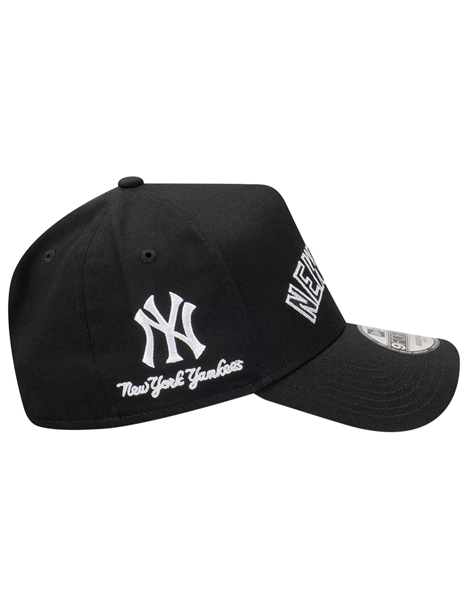 New Era Caps New York Yankees New Era MLB Chain Script 9FORTY A-Frame Snapback Hat - Black