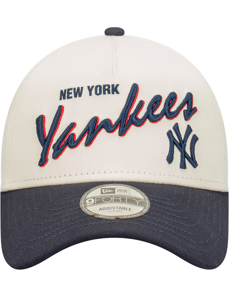 New Era Caps New York Yankees New Era MLB Script 9FORTY A-Frame Snapback Hat - Stone