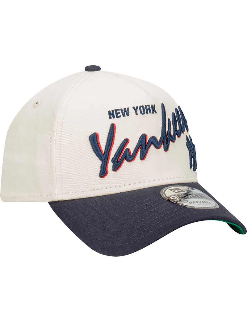 New Era Caps New York Yankees New Era MLB Script 9FORTY A-Frame Snapback Hat - Stone