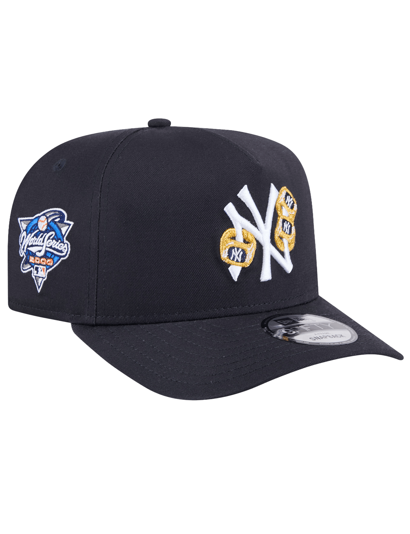New Era Caps New York Yankees New Era MLB Three-Peat 9FIFTY A-Frame Pre-Curved Snapback Hat - Navy
