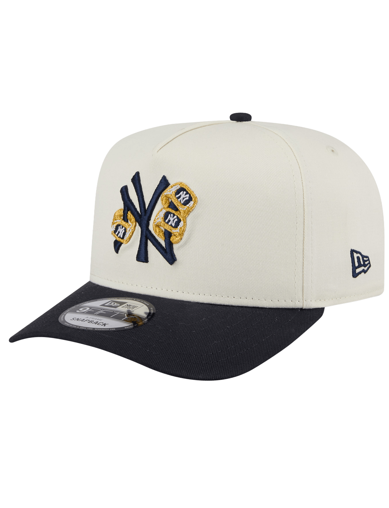 New Era Caps New York Yankees New Era MLB Three-Peat 9FIFTY A-Frame Pre-Curved Snapback Hat - Stone