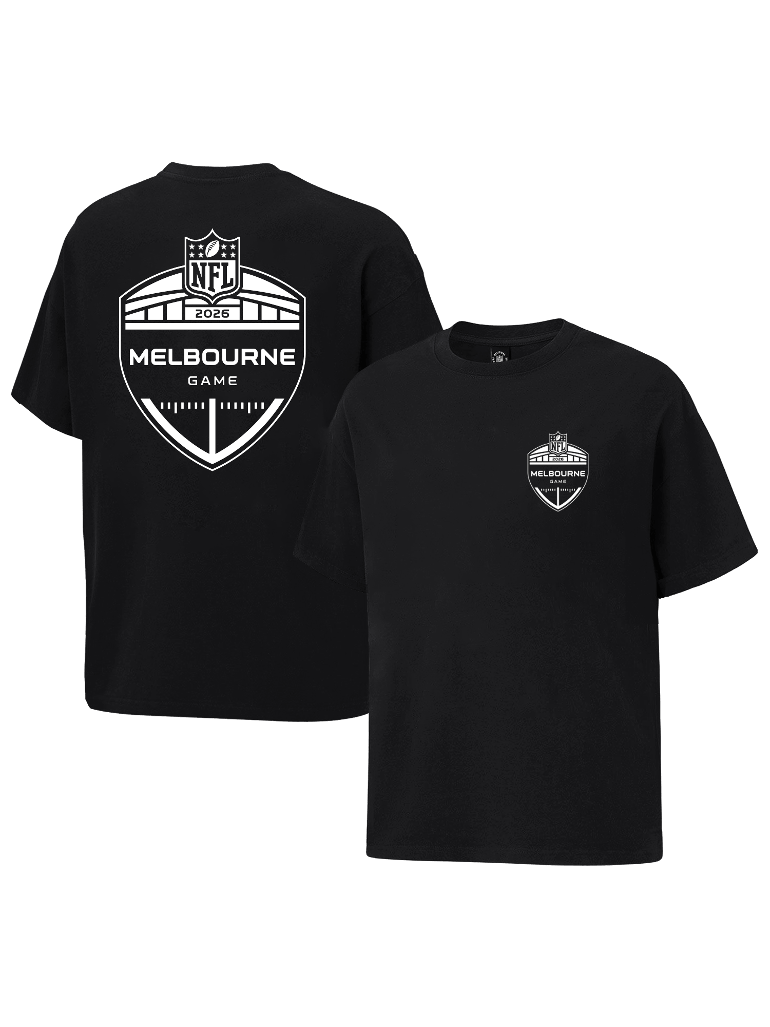 NFL Branded T-Shirts NFL 26 Melbourne Game Mono Shield Vintage T-Shirt - Black