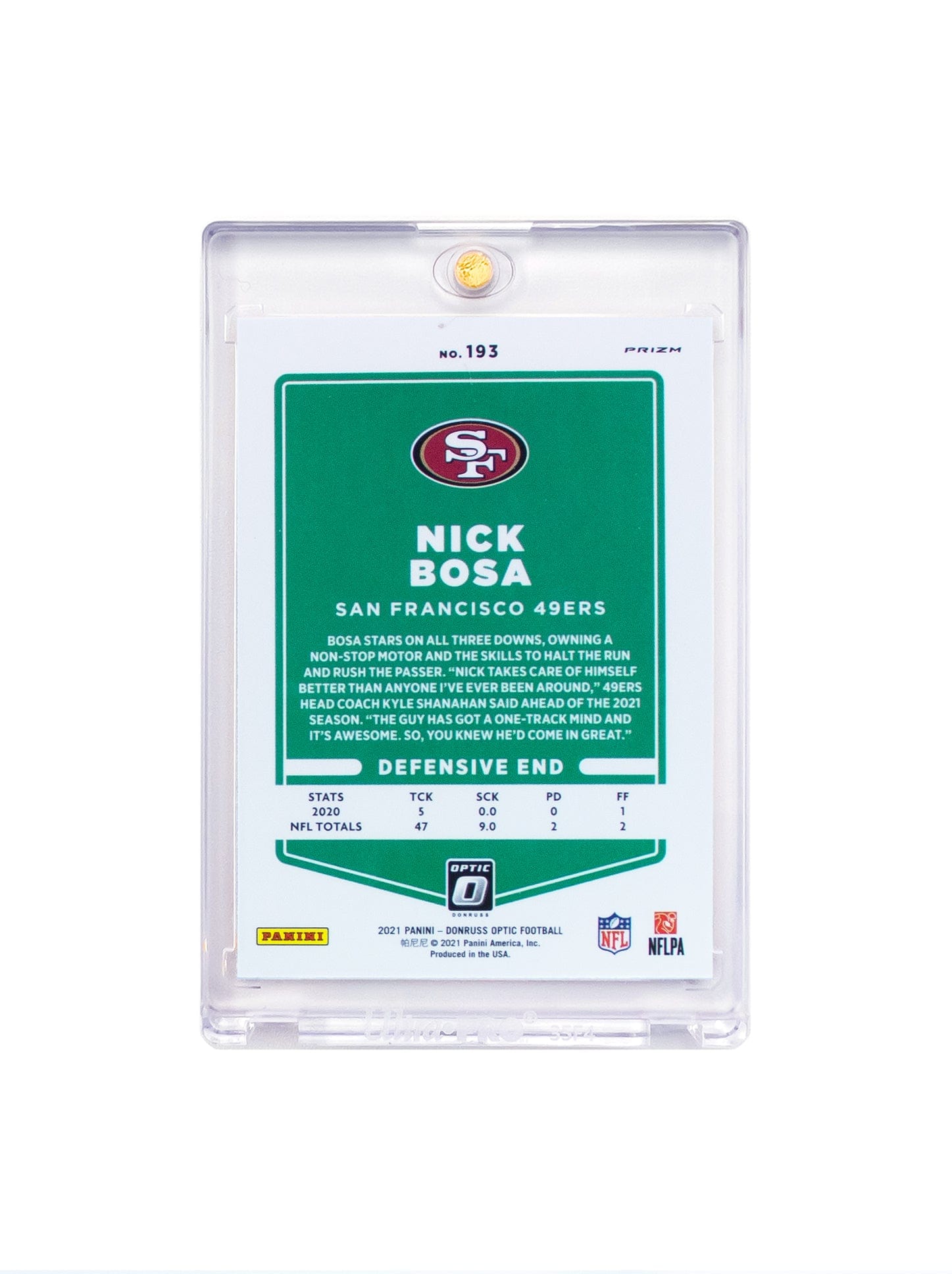 Panini Cards Nick Bosa San Francisco 49ers Panini NFL Optic 21 Silver Holo Card