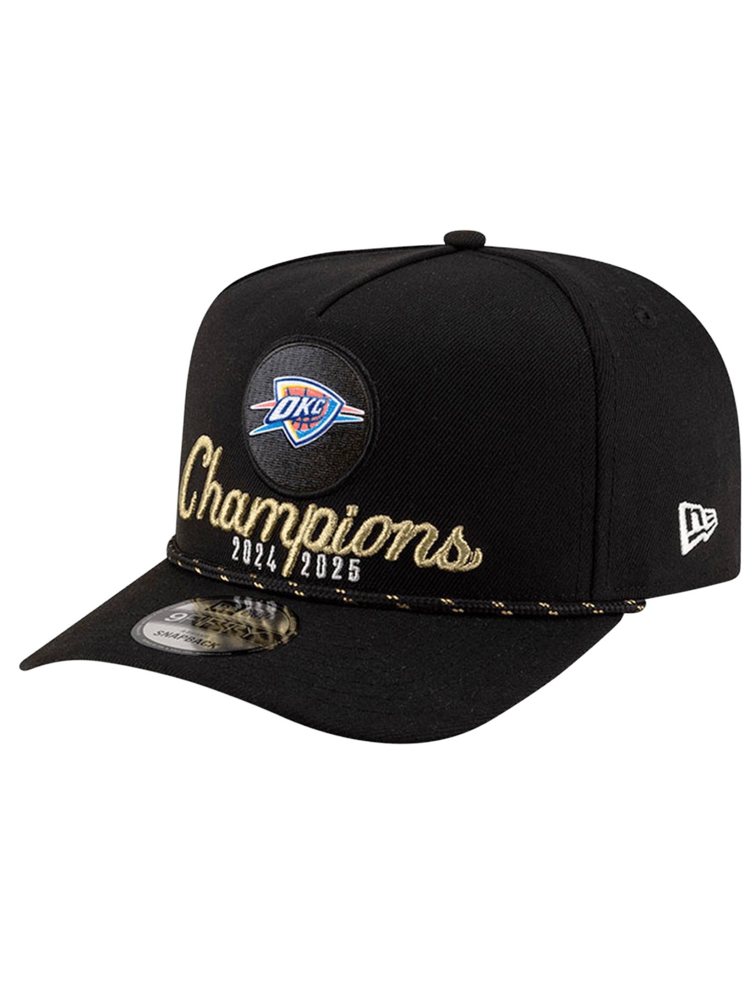 New Era Caps Oklahoma City Thunder New Era NBA 2025 Champs Pre-Curved 9FIFTY A-Frame Snapback Hat - Black