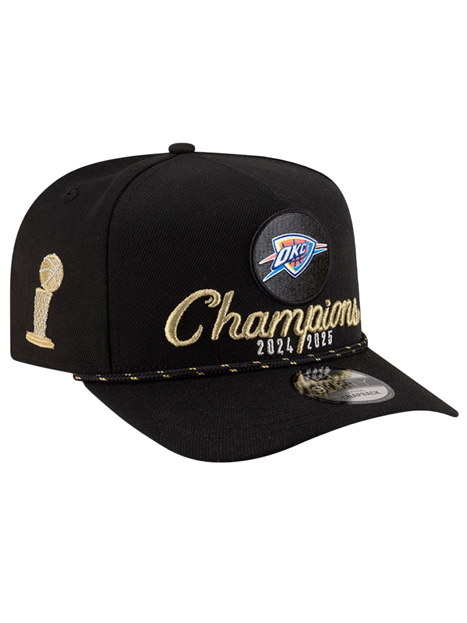 New Era Caps Oklahoma City Thunder New Era NBA 2025 Champs Pre-Curved 9FIFTY A-Frame Snapback Hat - Black