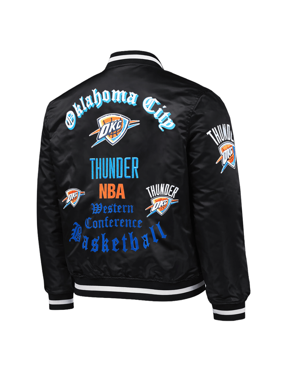 Pro Standard Jackets Oklahoma City Thunder Pro Standard NBA Old English Rib Satin Jacket - Black